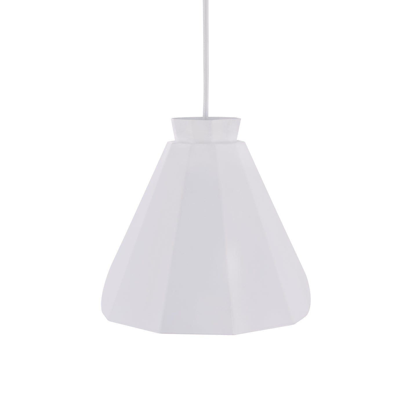 White geometric lampshade with a tapered shape perfect for modern pendant lighting