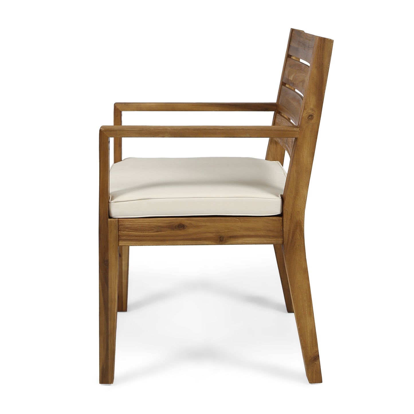 Wooden armchair with white cushion modern design for outdoor seating