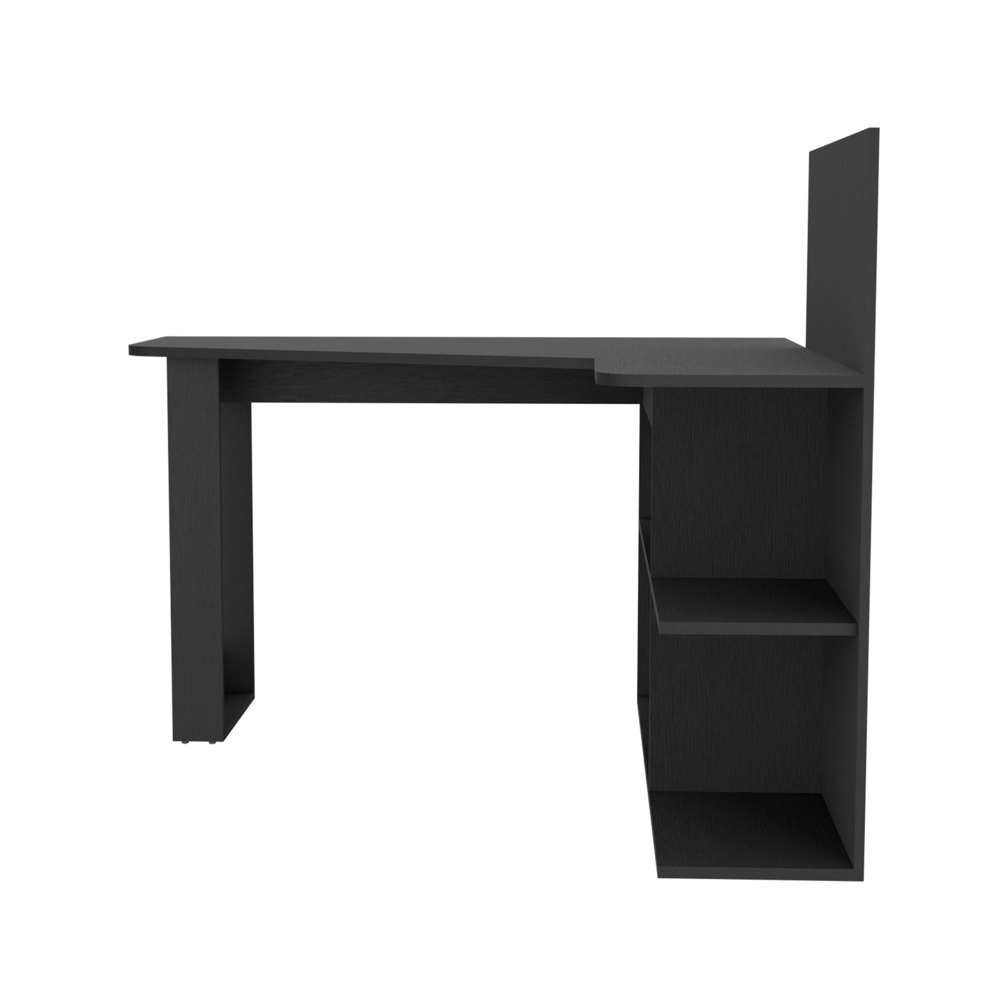 Black Lshaped desk with two shelves and an upright panel modern home office furniture