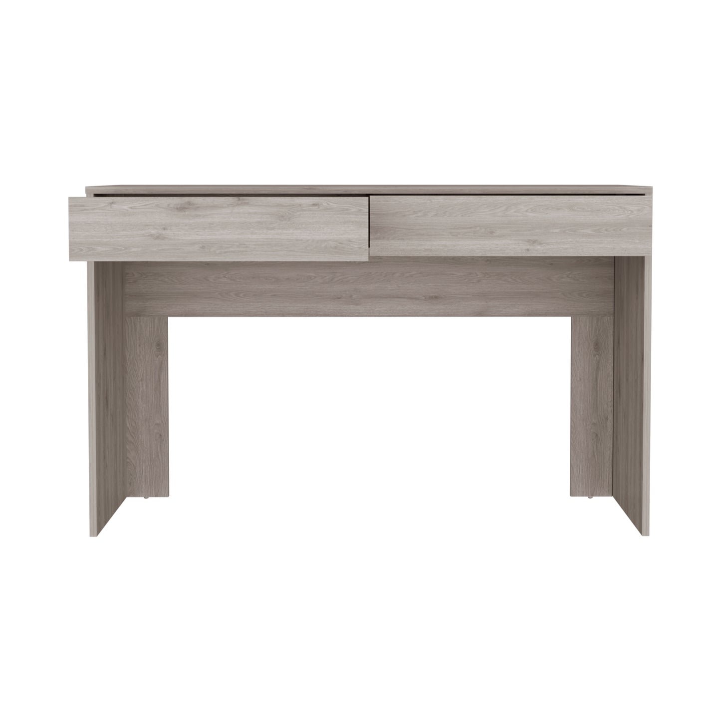 Light wood effect console table with two drawers minimalist design