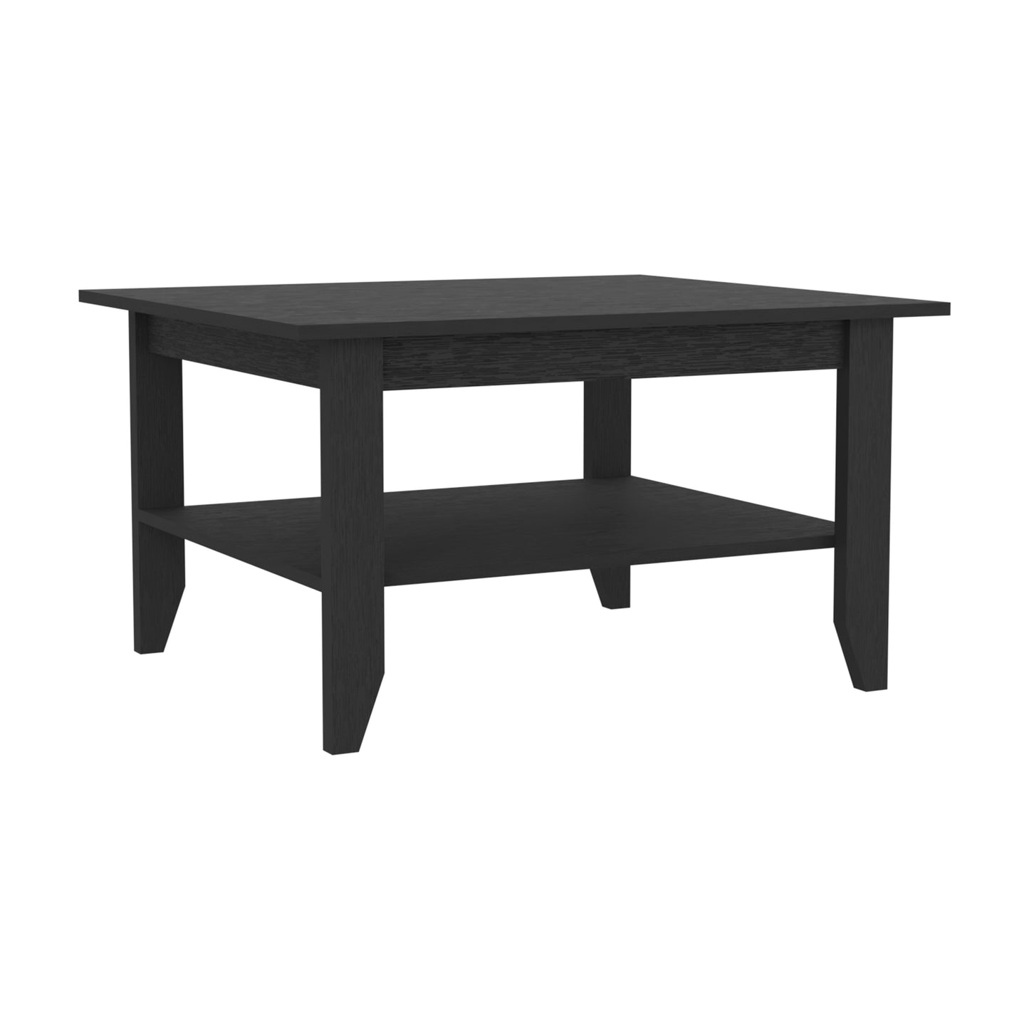 Modern black wood coffee table with lower shelf