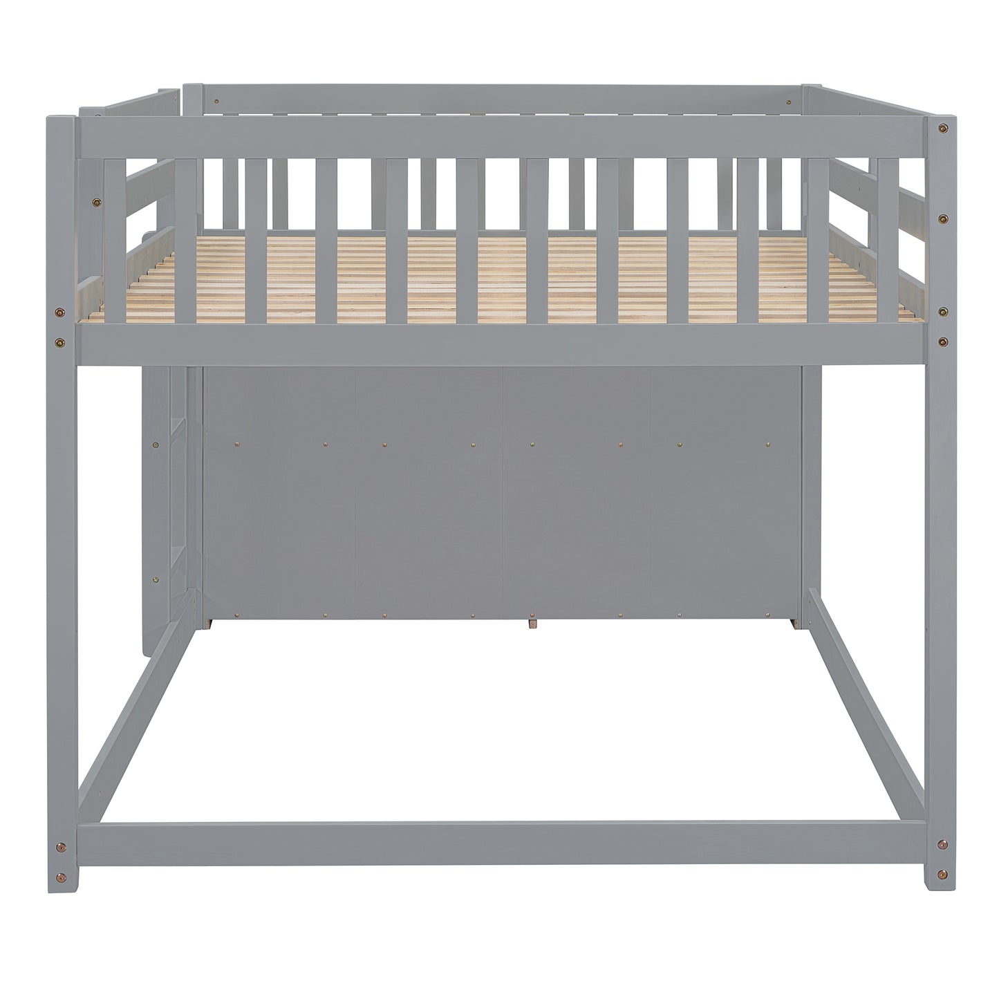 Gray wooden loft bed frame with slatted base