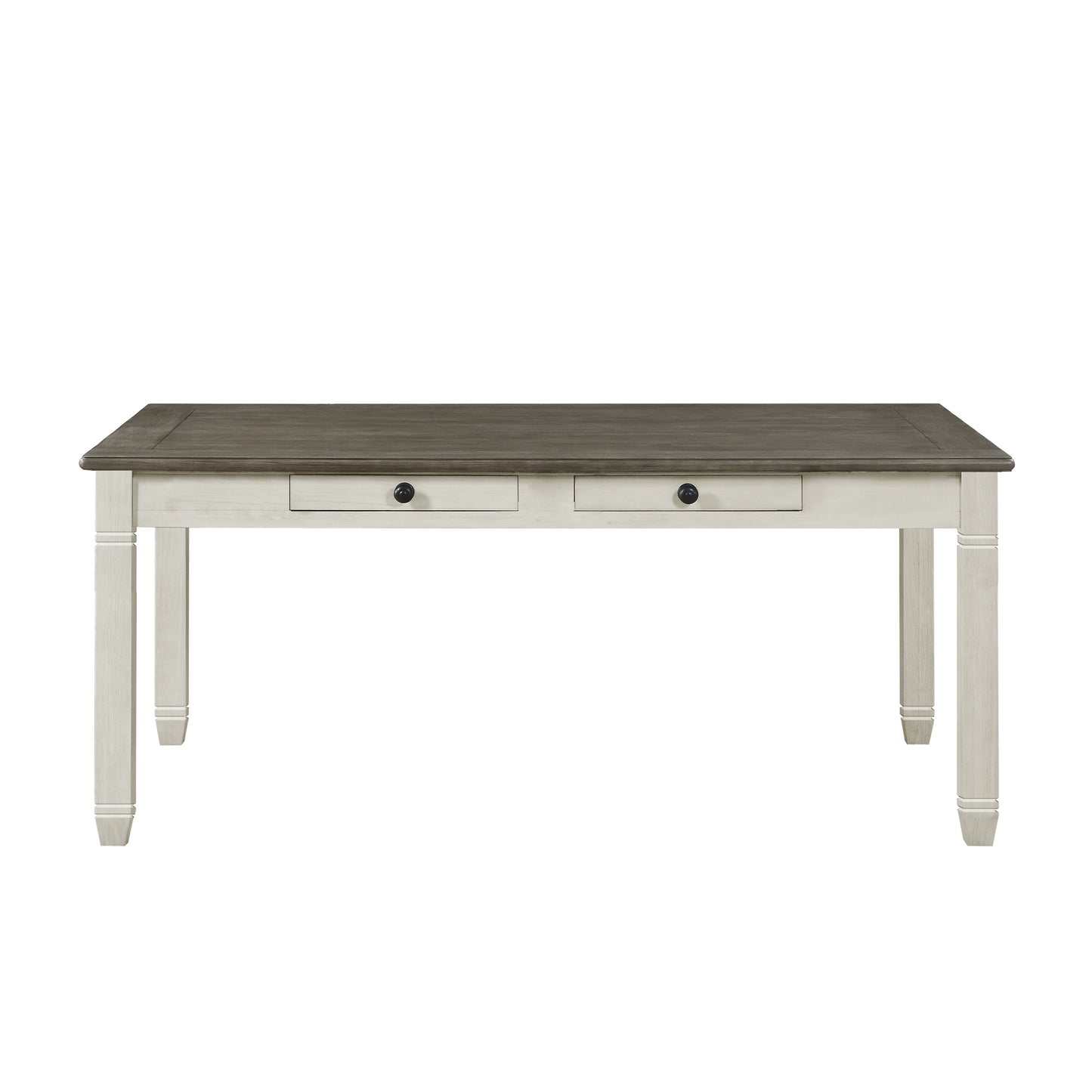 White and gray twotone dining table with two drawers