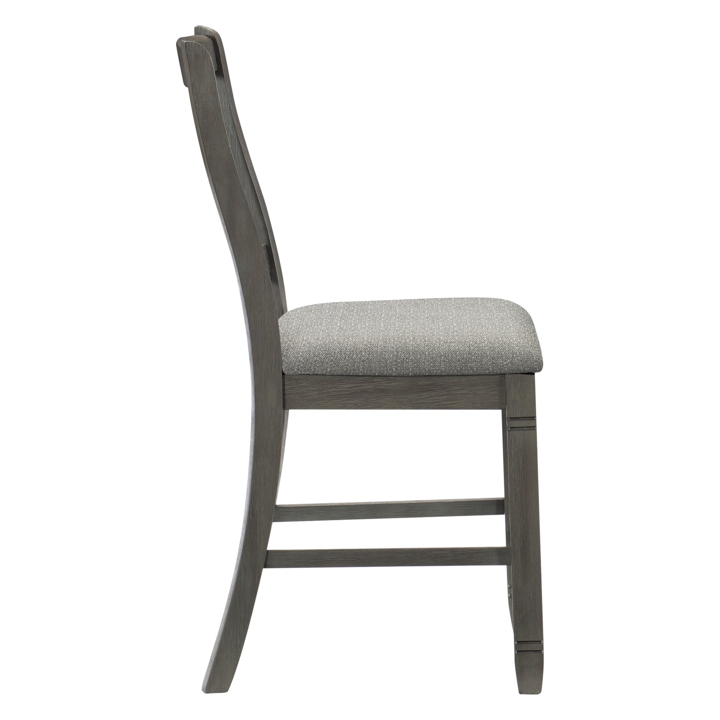 Gray wooden dining chair with upholstered seat