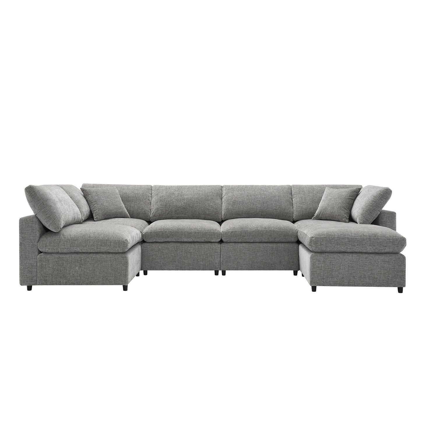 Gray fabric sectional sofa with plush cushions for a modern living room