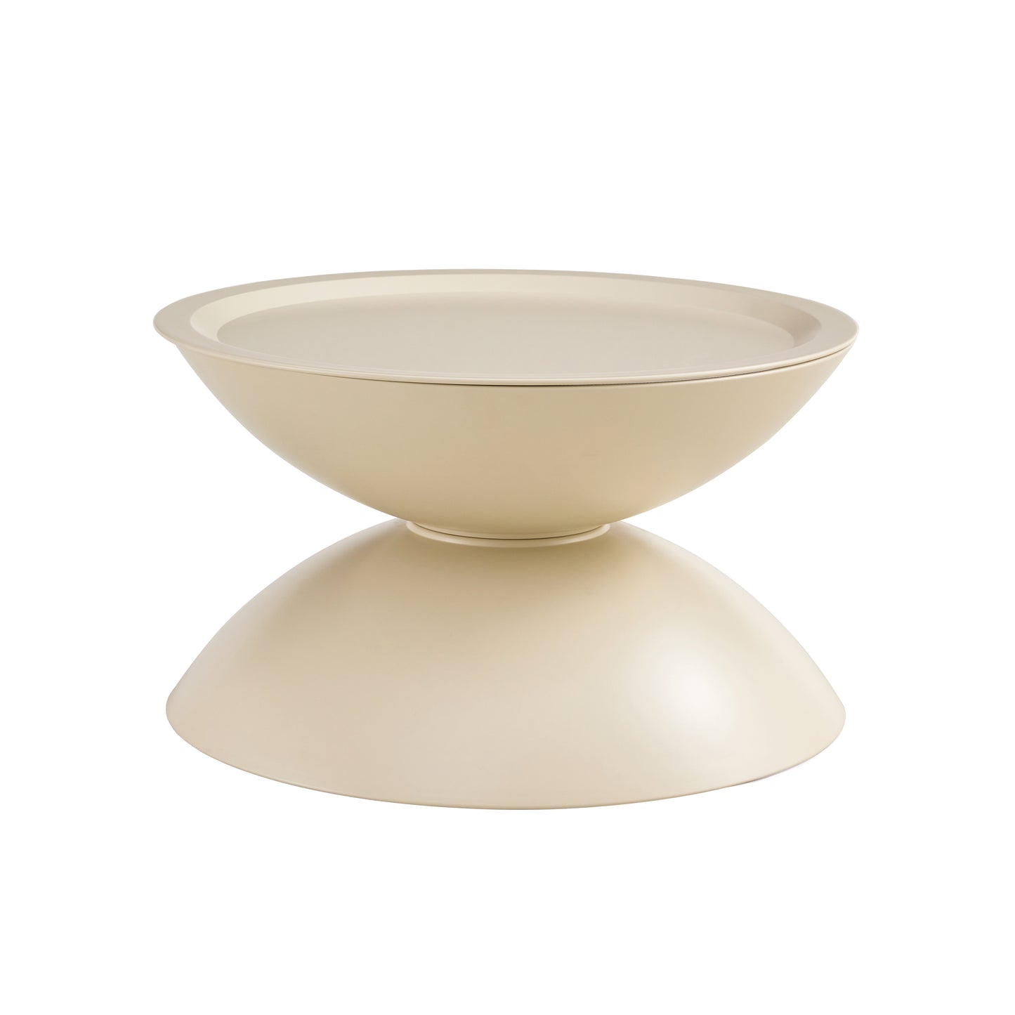 Cream hourglass accent table with matte finish perfect for modern decor