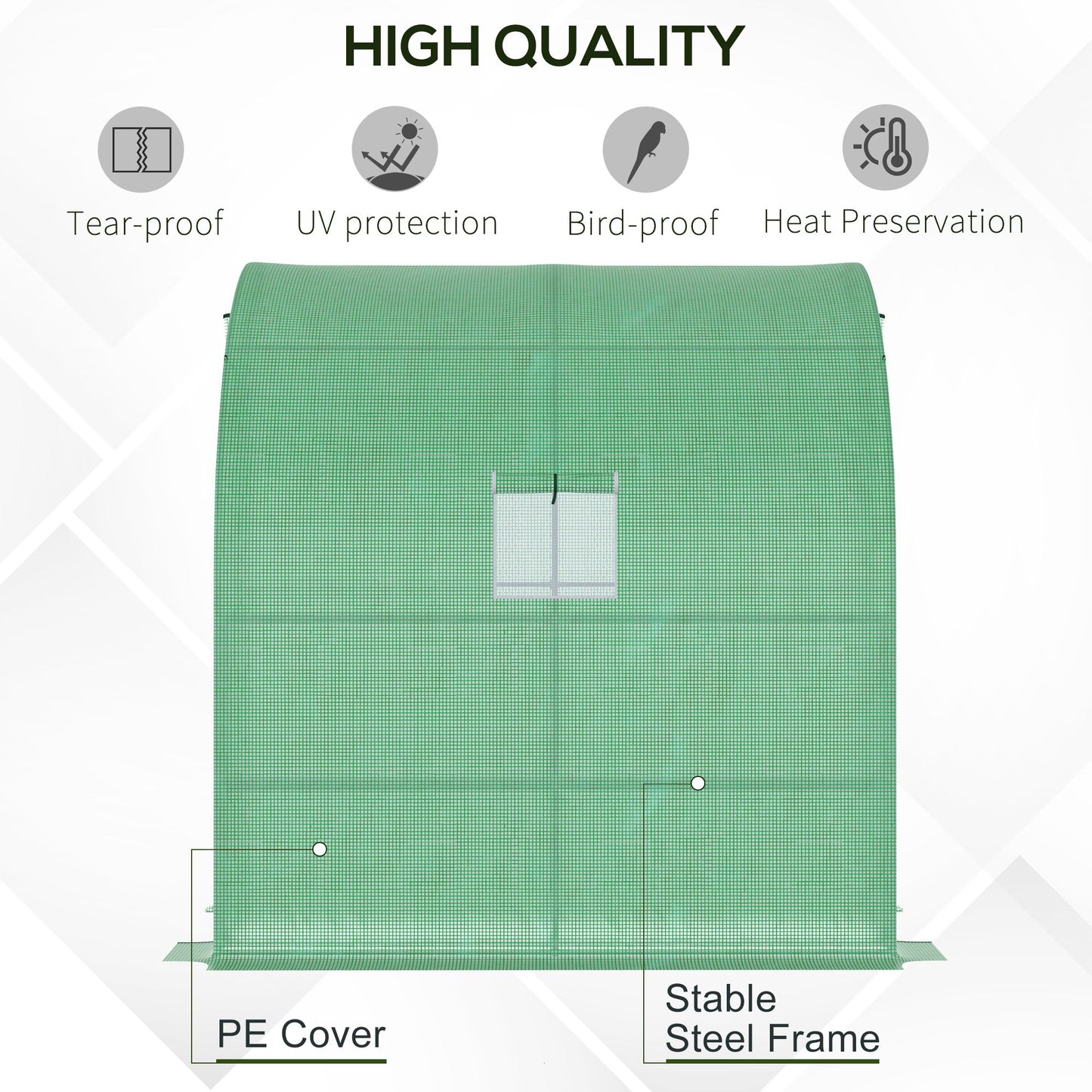 Green greenhouse with tearproof and UV protection PE cover