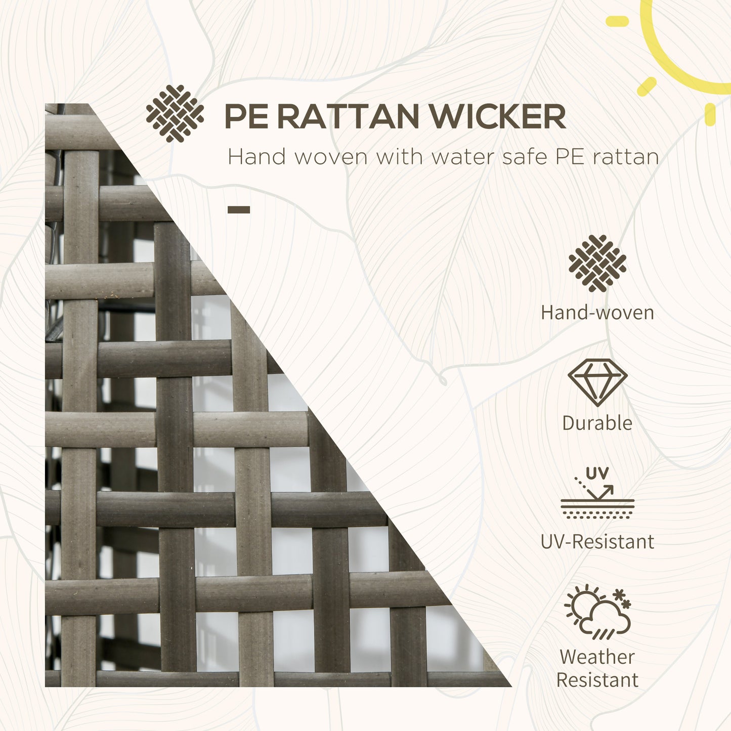 Closeup of handwoven gray PE rattan wicker texture perfect for outdoor furniture