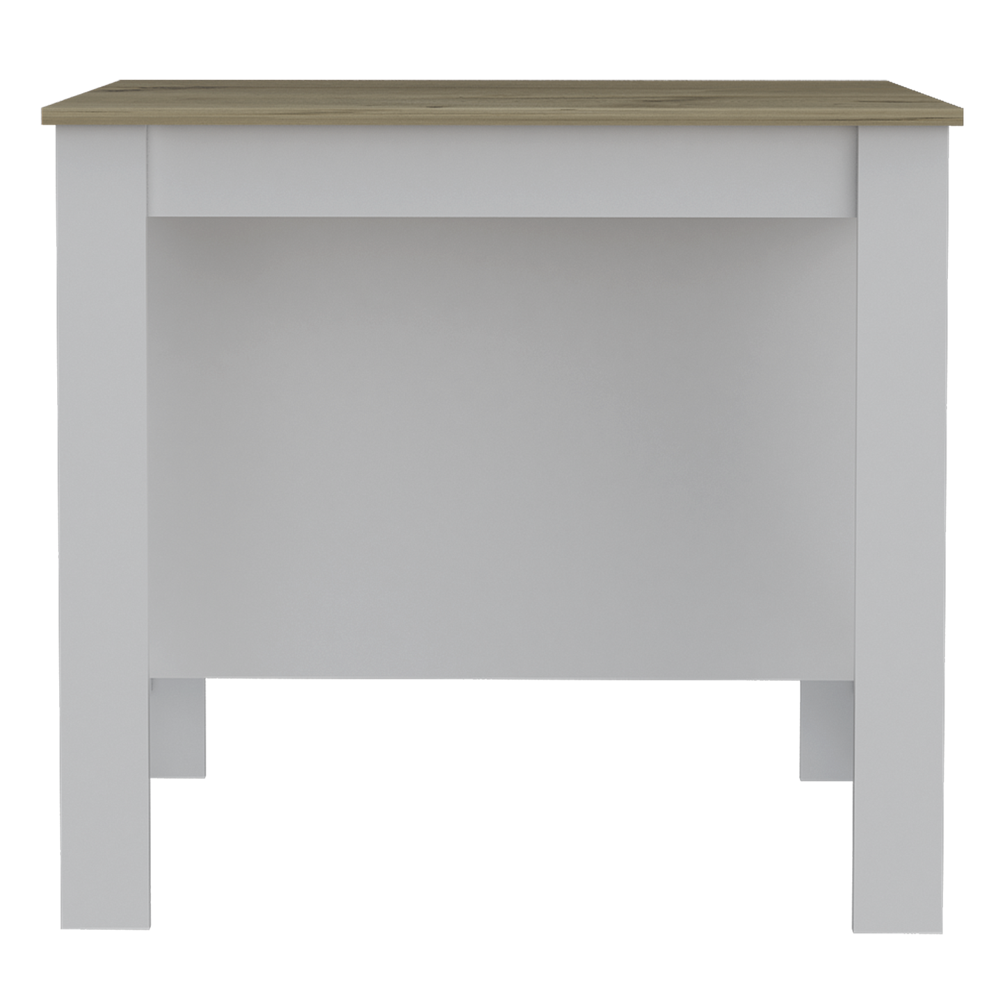 Modern gray console table with light oak wood top