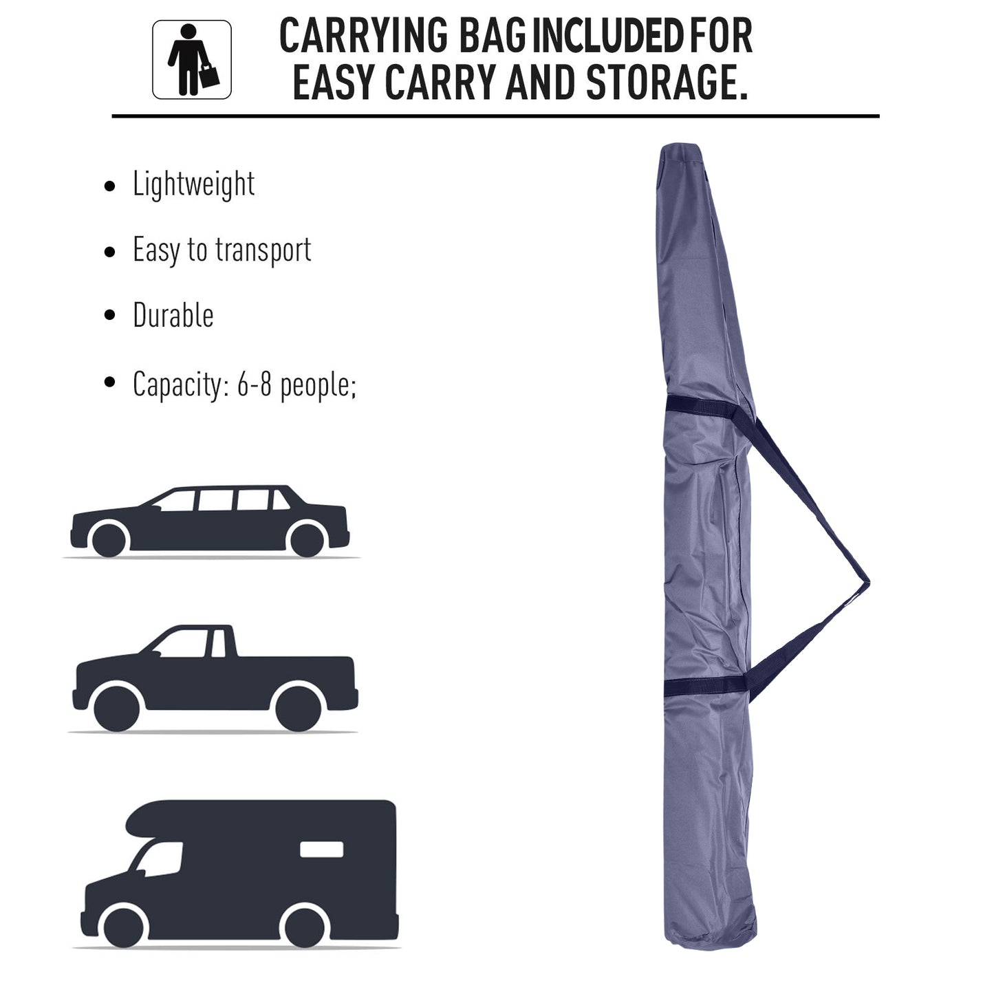 Gray nylon carrying bag for umbrella lightweight and durable