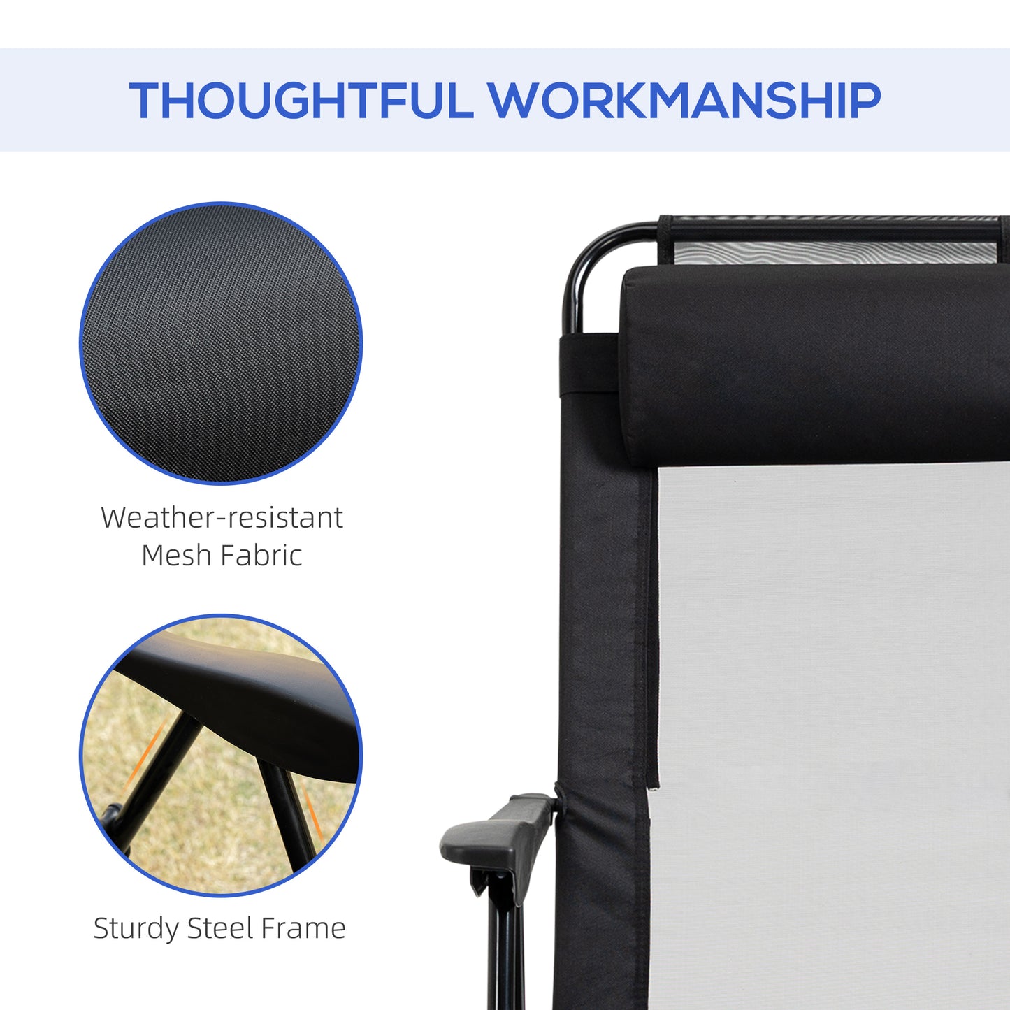 Closeup of durable black weatherresistant mesh fabric on a patio chair