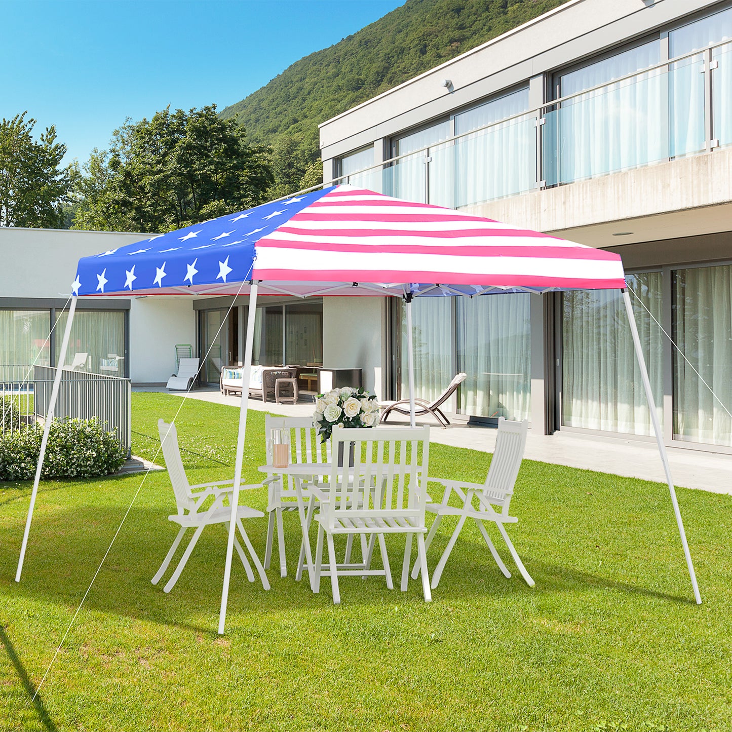 Patriotic USA flag canopy tent for outdoor events and parties