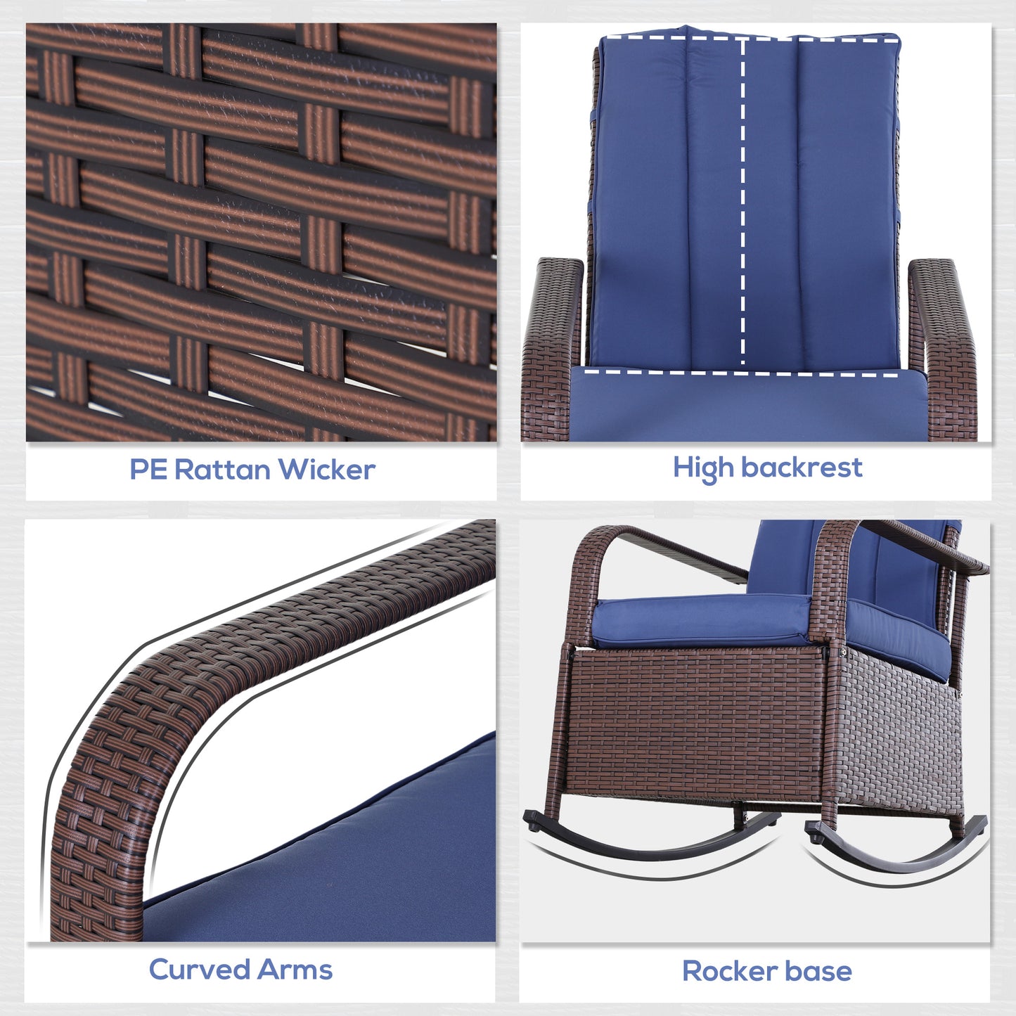 Brown PE rattan wicker weaving detail on outdoor chair
