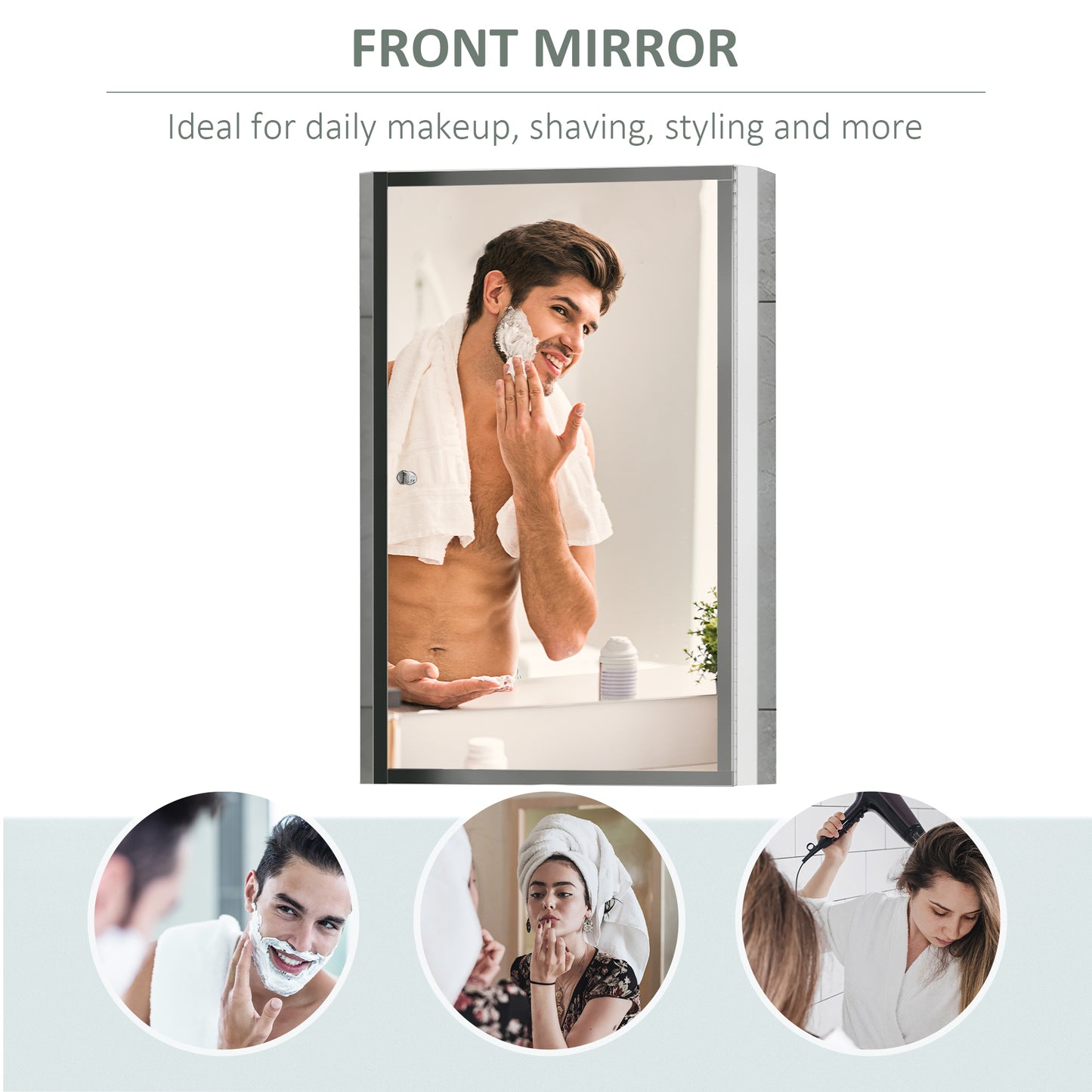 Man shaving with foam and razor in a modern bathroom mirror