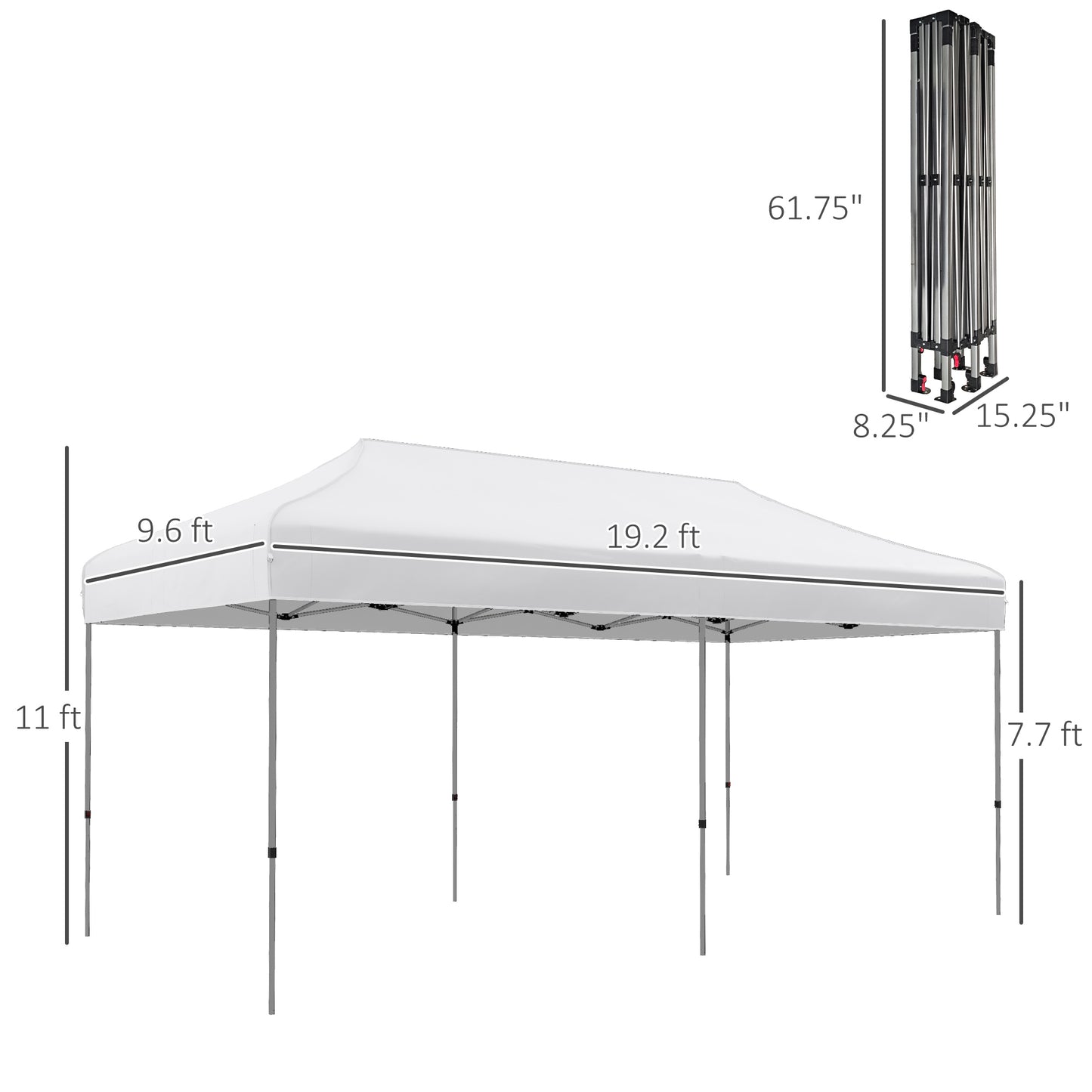 ft white outdoor canopy tent with silver metal frame and legs ft height