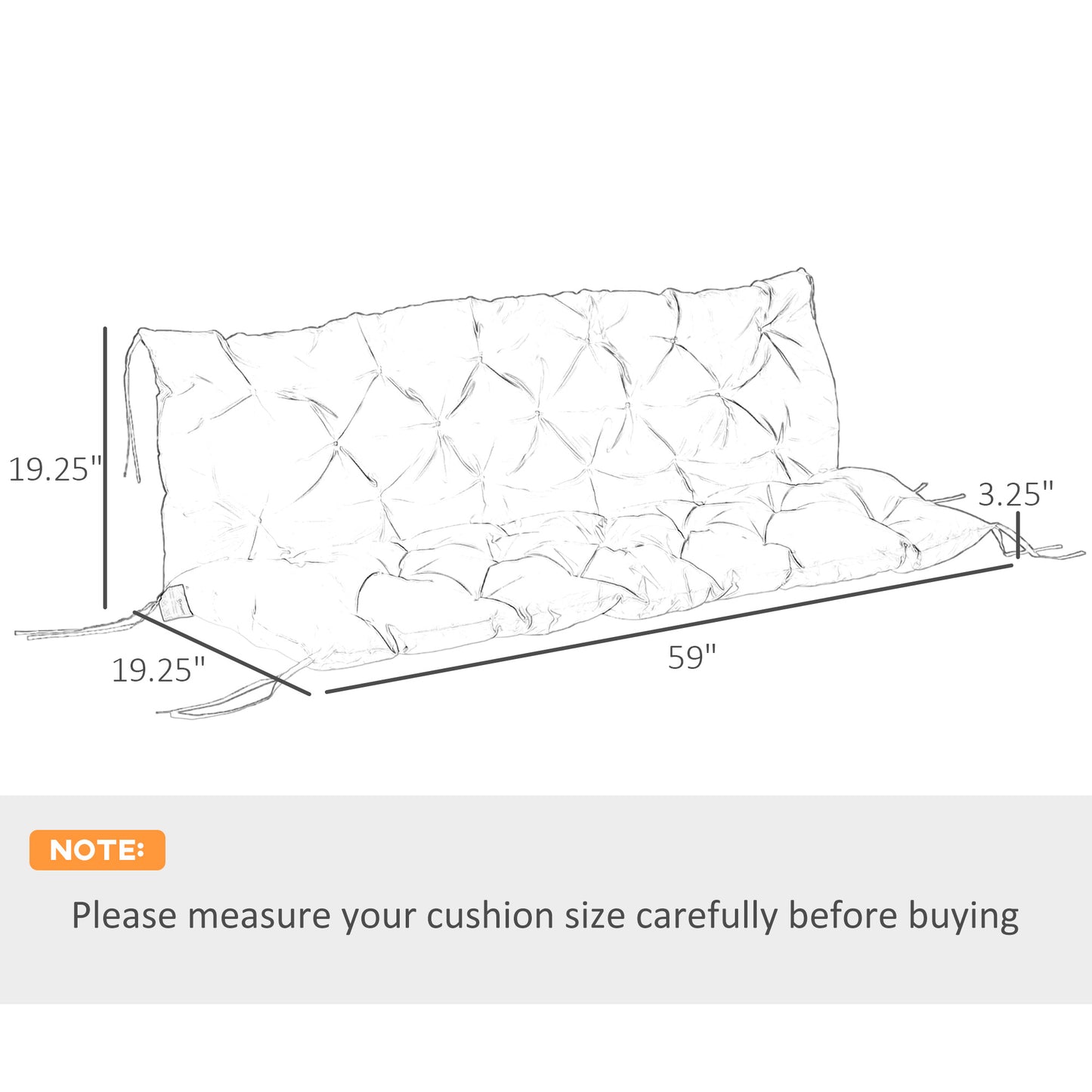 Tufted inch outdoor bench cushion inches deep and inches thick