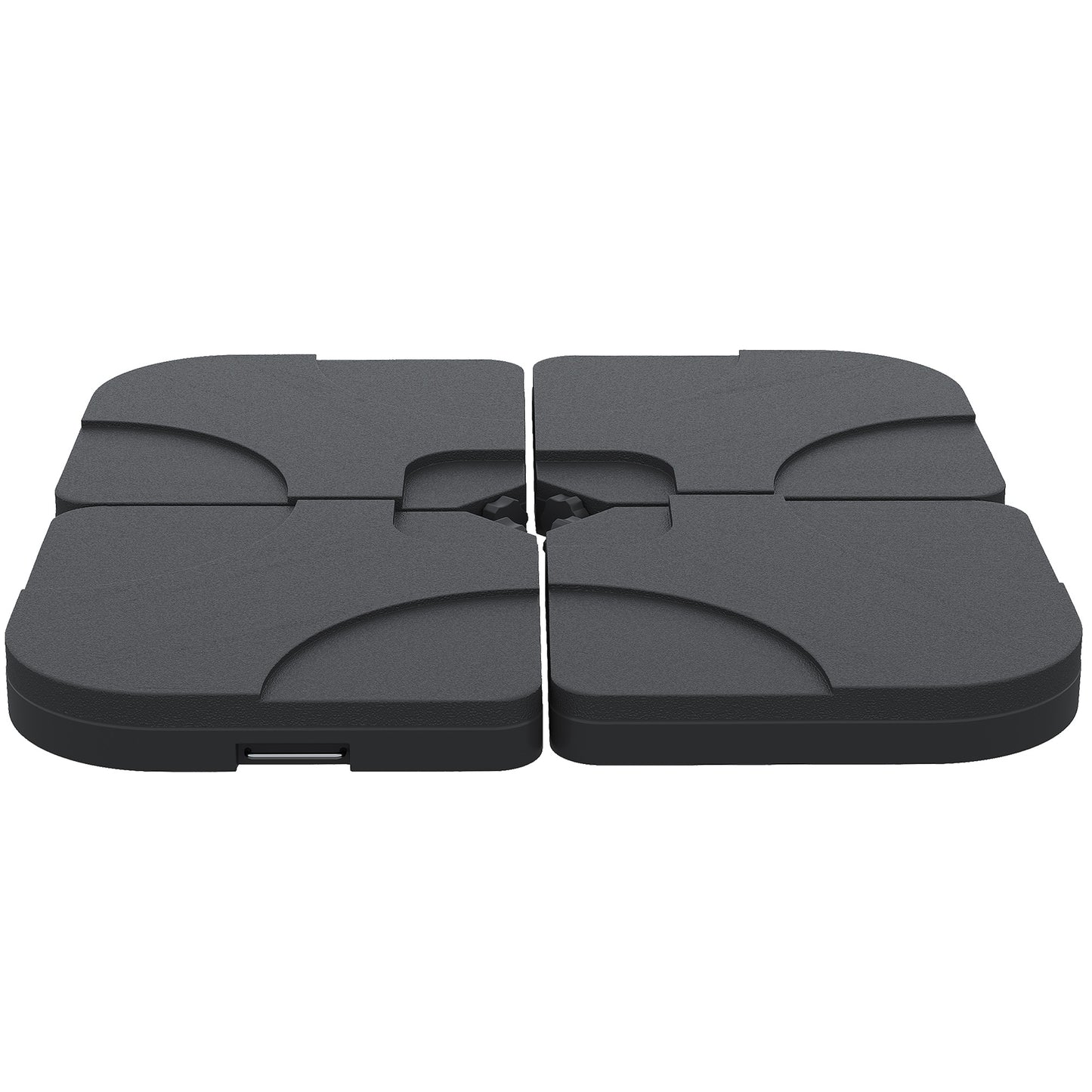 Dark gray modular patio umbrella base four interlocking weighted sections