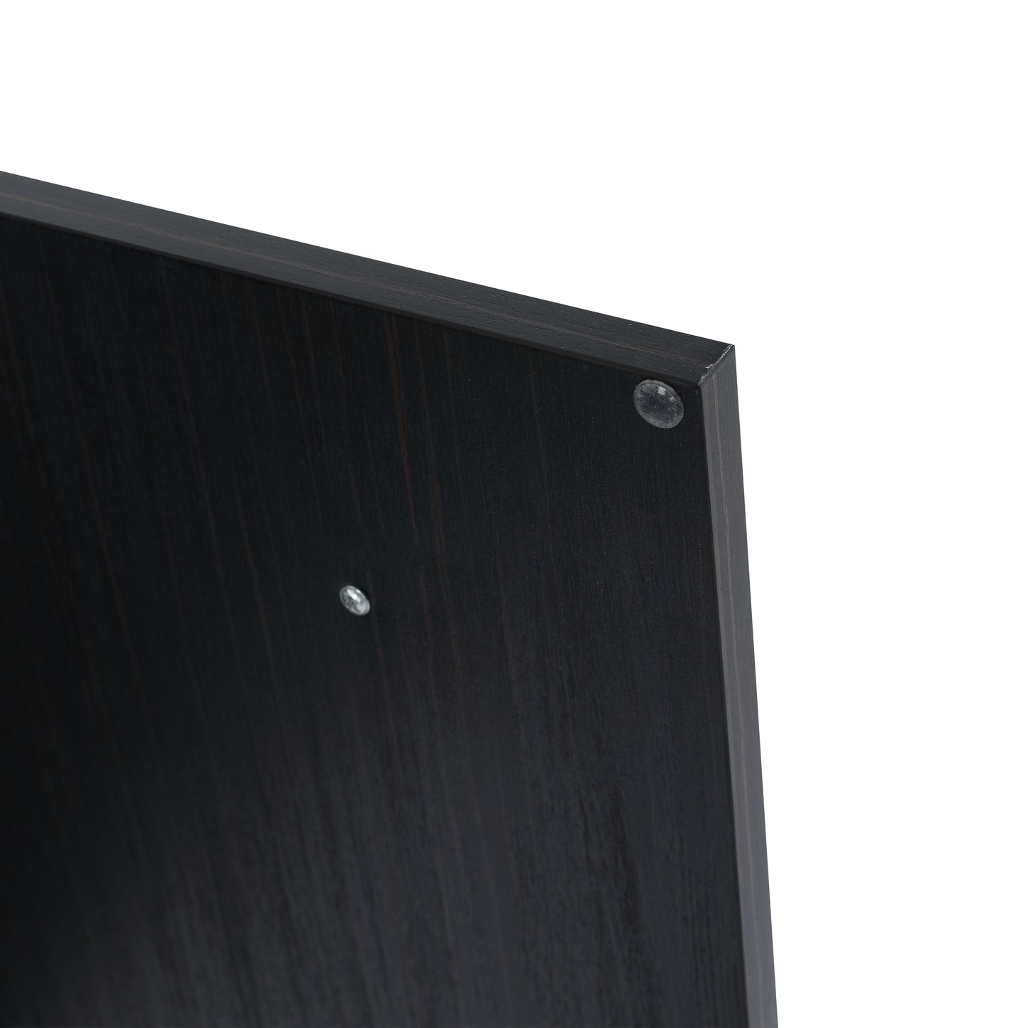 Dark wood veneer panel with visible grain and protective foot pads ideal for furniture assembly