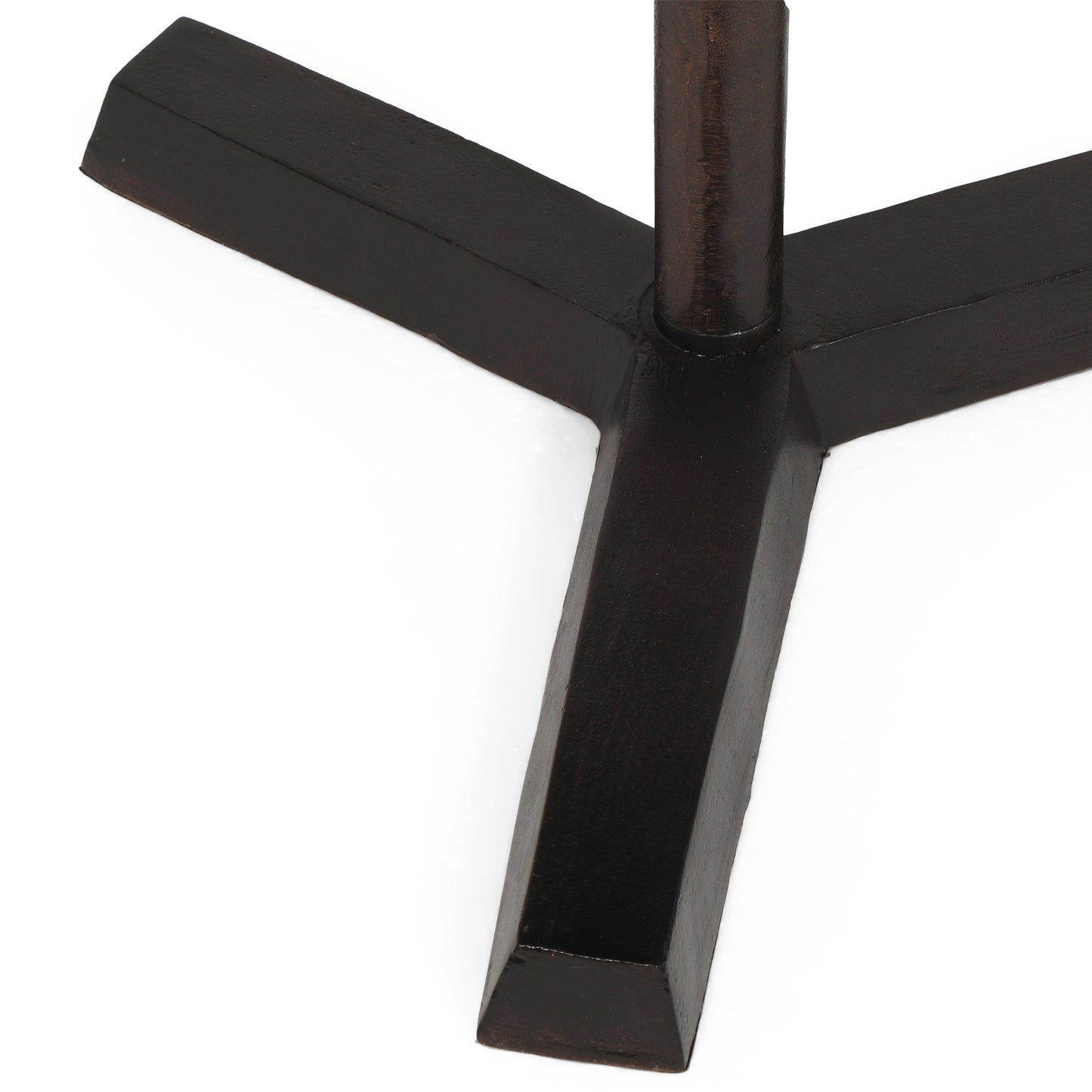 Dark brown wooden tripod base for a sturdy lamp stand