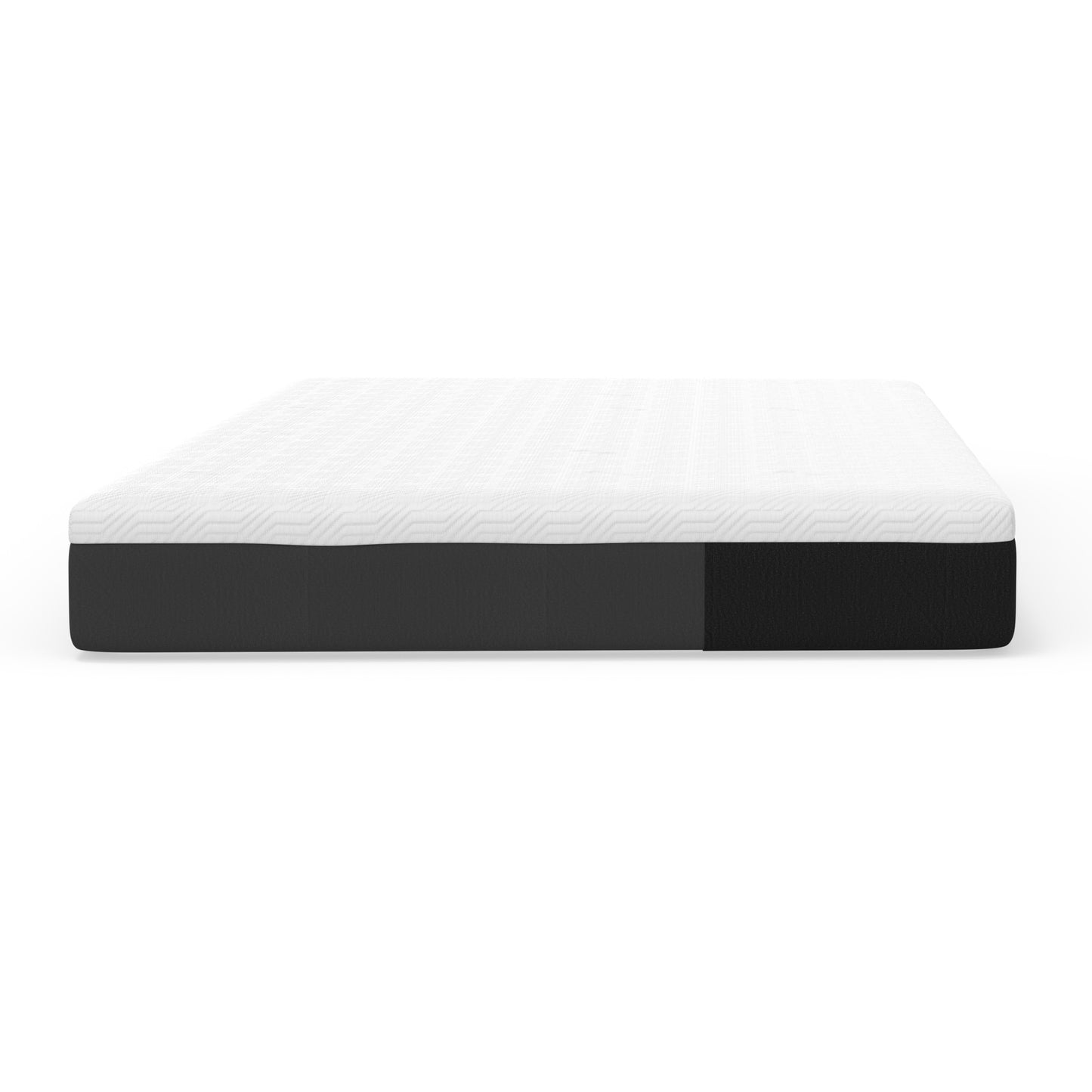 White and gray memory foam mattress with quilted top on white background