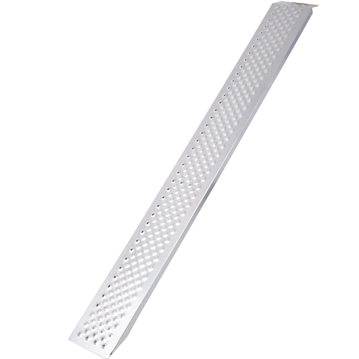 Silver aluminum threshold ramp with textured surface for traction