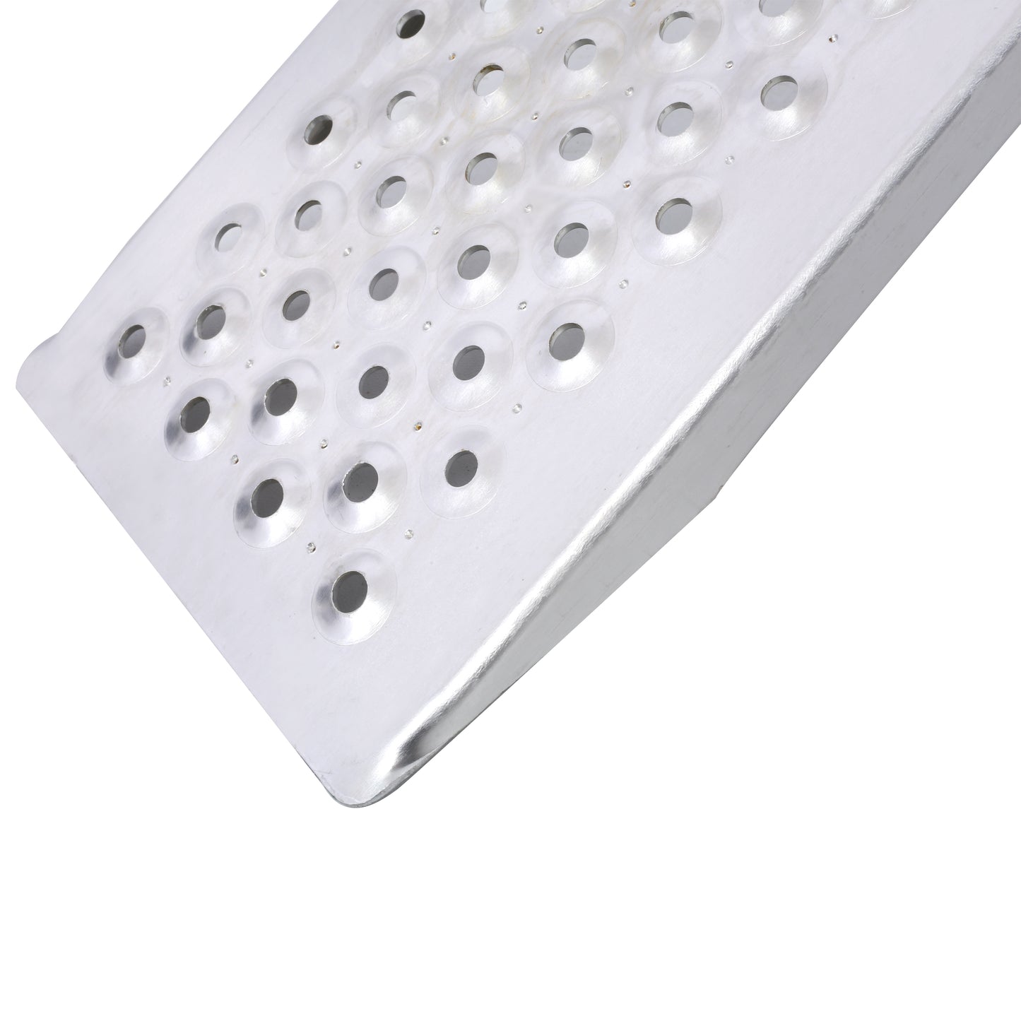 Aluminum ramp with embossed grip pattern for accessible entry