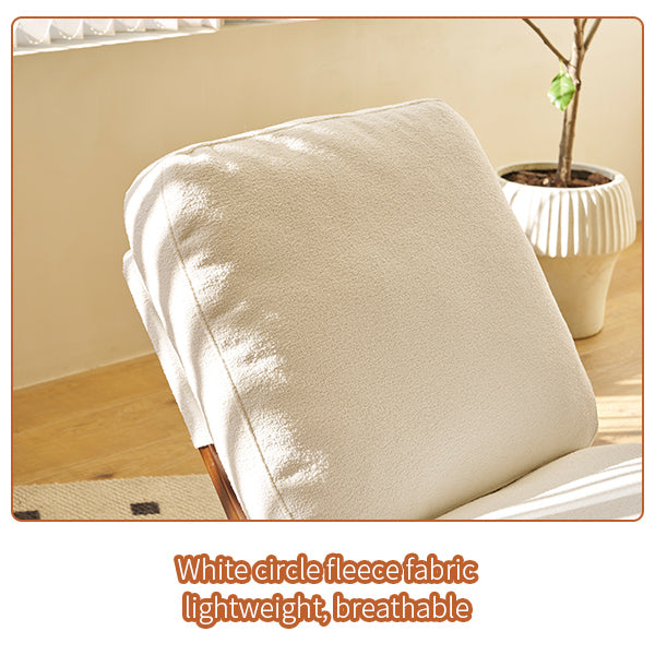 Cream white textured circle fleece fabric cushion for cozy seating