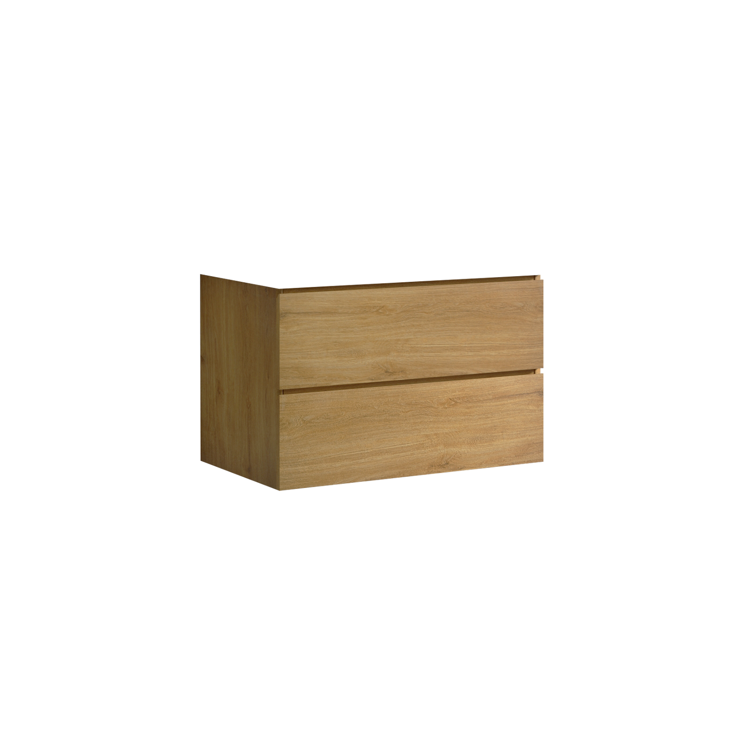 Modern oak veneer vanity unit with two drawers for bathroom storage