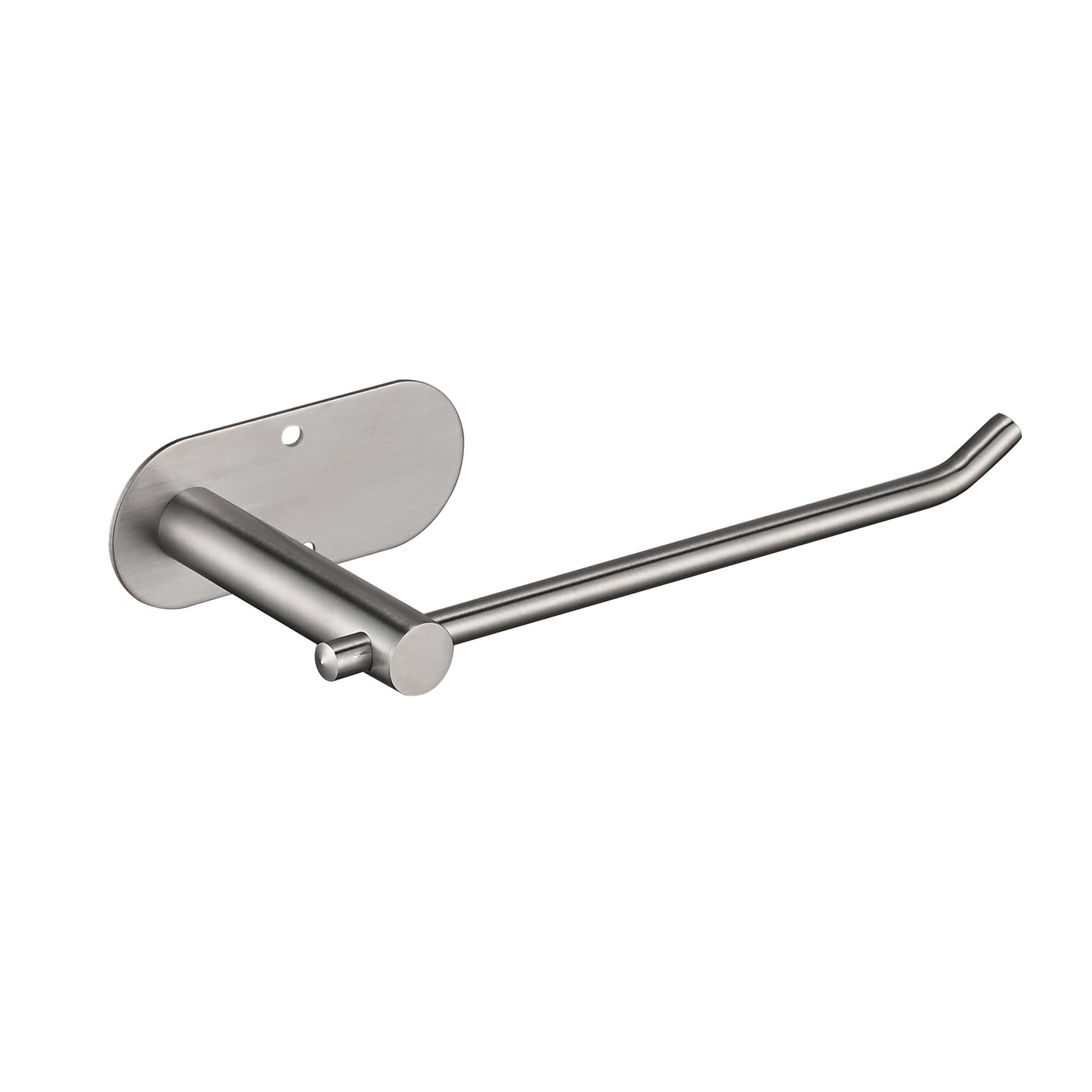 Brushed nickel toilet paper holder with minimalist design and wall mount