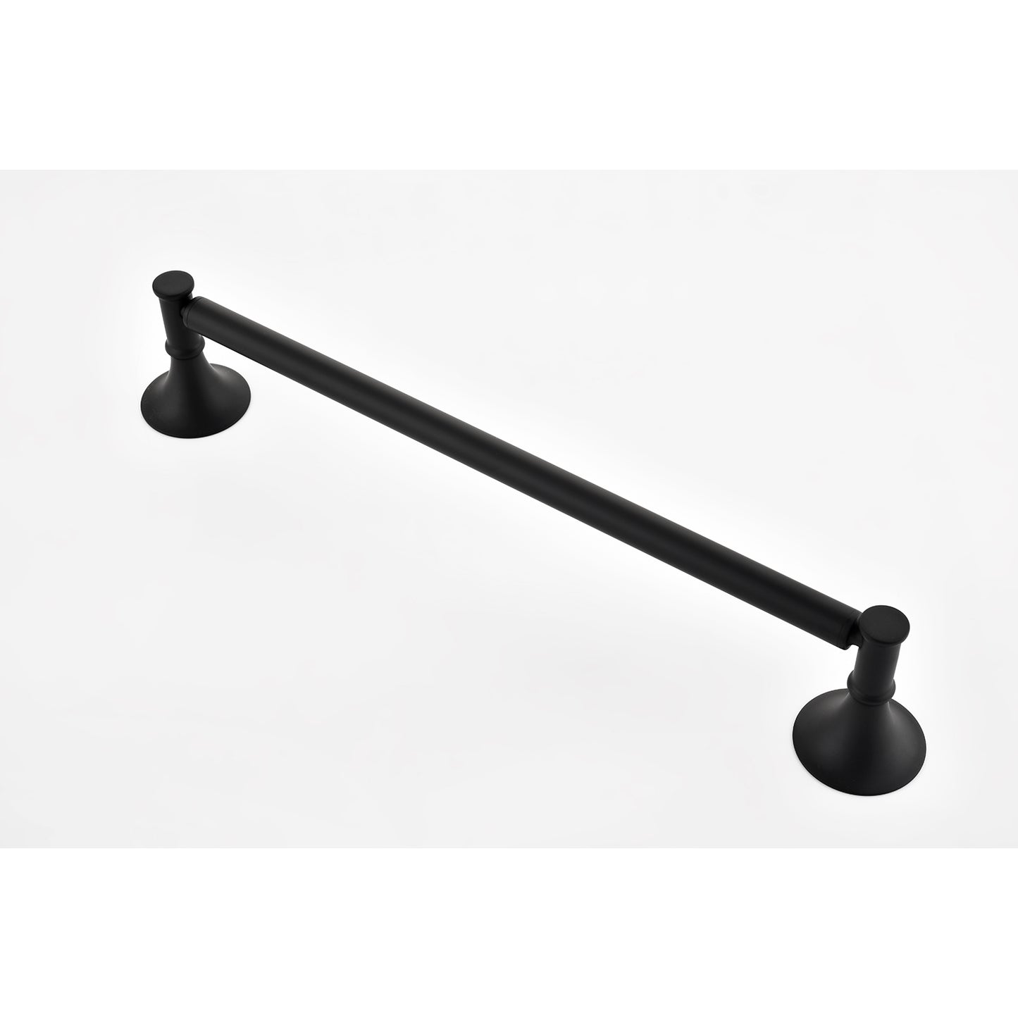 Modern black metal towel bar with a minimalist design for bathrooms