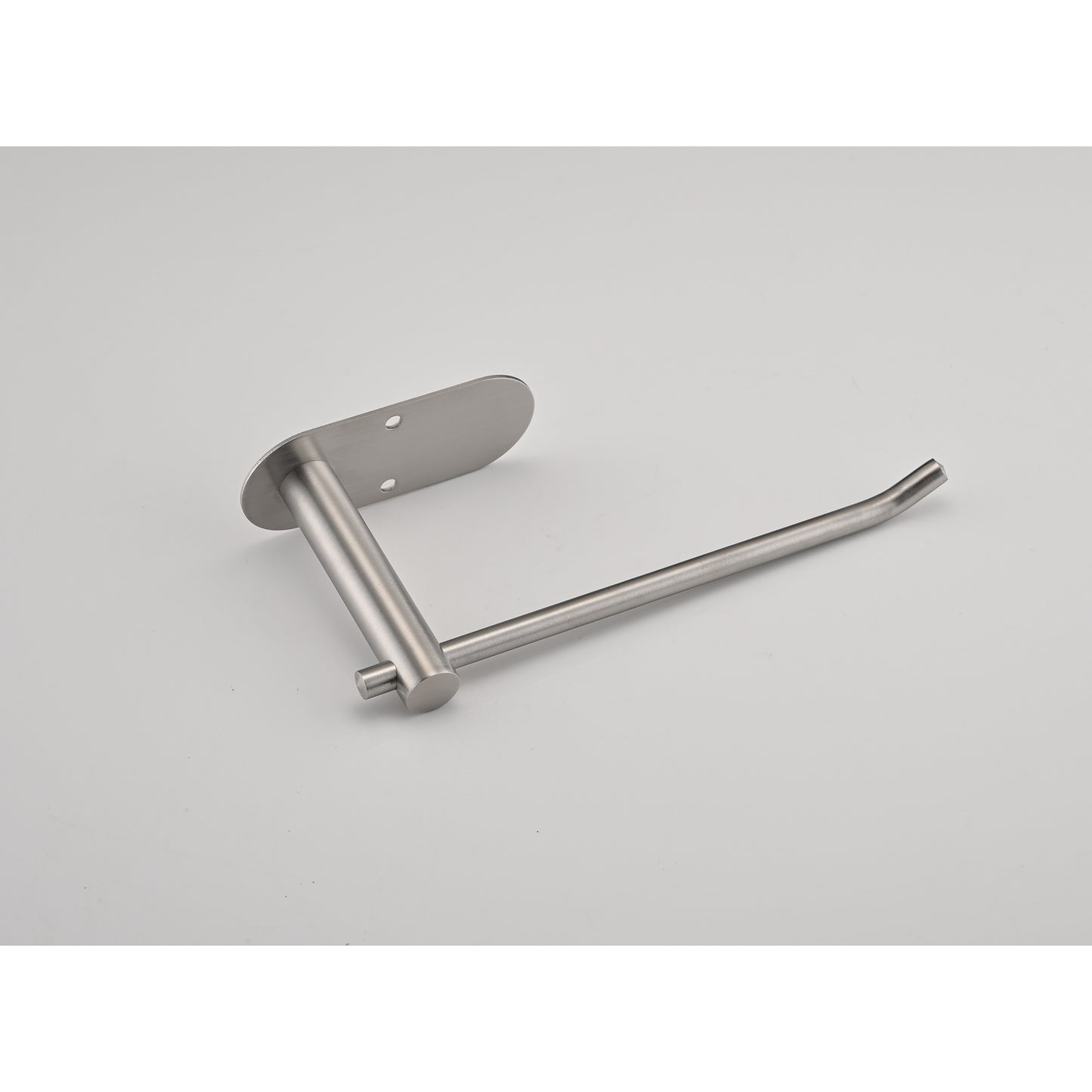 Sleek stainless steel wallmounted toilet paper holder with a modern minimalist design