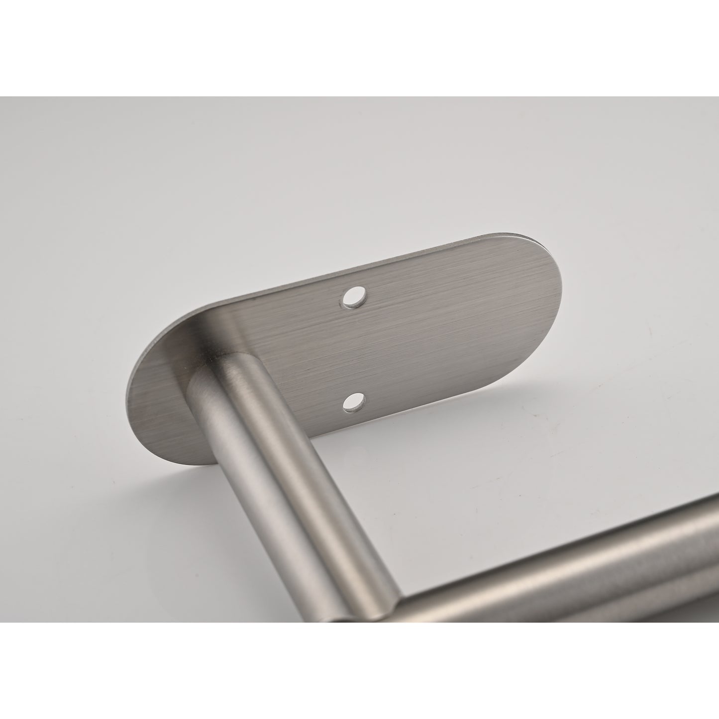 Brushed nickel towel bar holder with sleek modern design for bathroom use