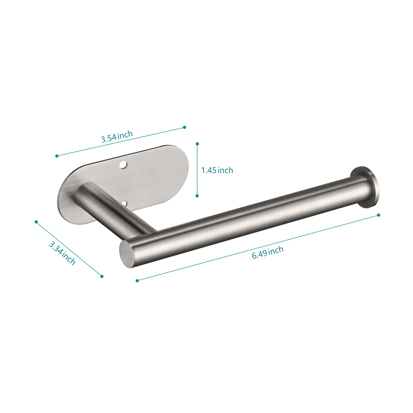 Sleek brushed nickel toilet paper holder with wall mount inch length