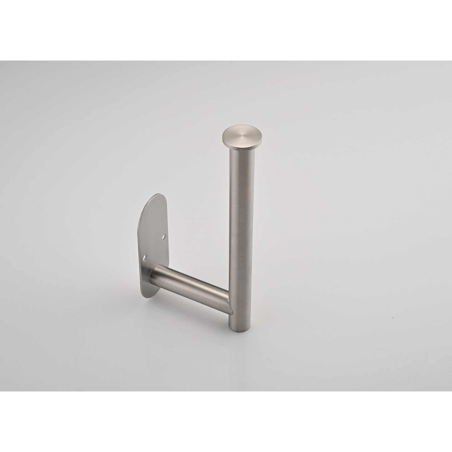 Brushed nickel toilet paper holder with modern minimalist design