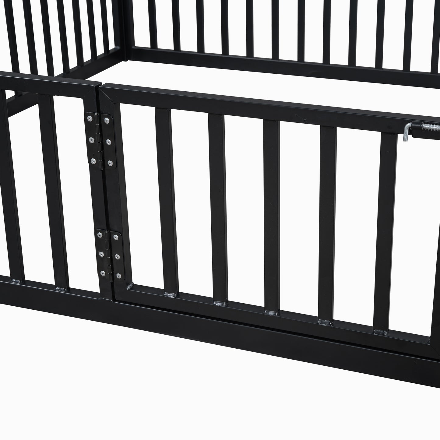 Black metal dog playpen with hinged gate