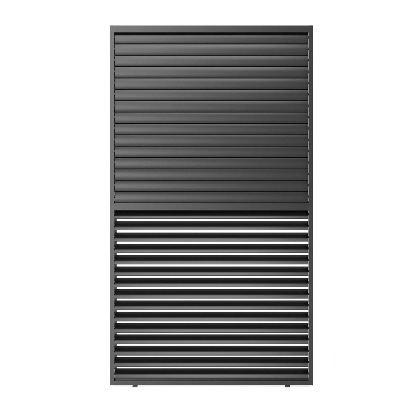 Dark gray aluminum exterior louvre panel with horizontal slats
