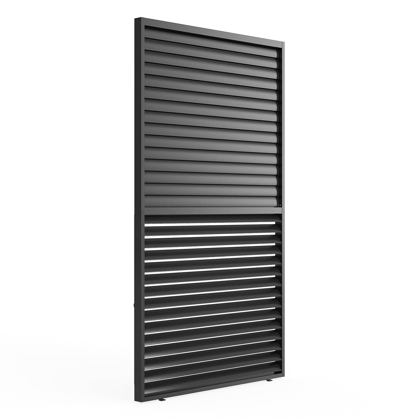 Modern black aluminum louvered panel for privacy screens
