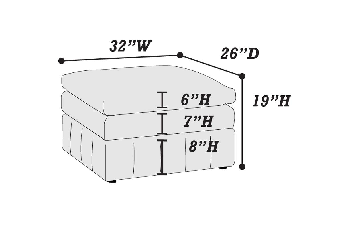 Tufted ottoman dimensions W x D x H