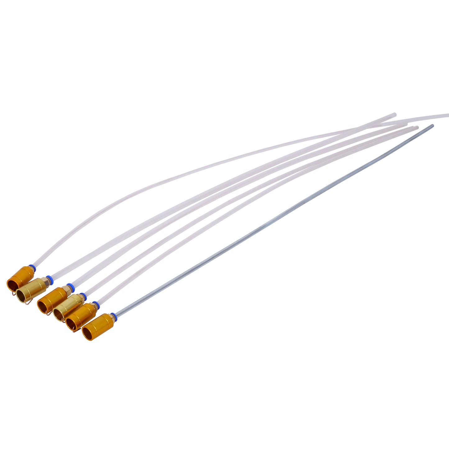 Set of flexible vacuum suction tube extensions with gold connectors