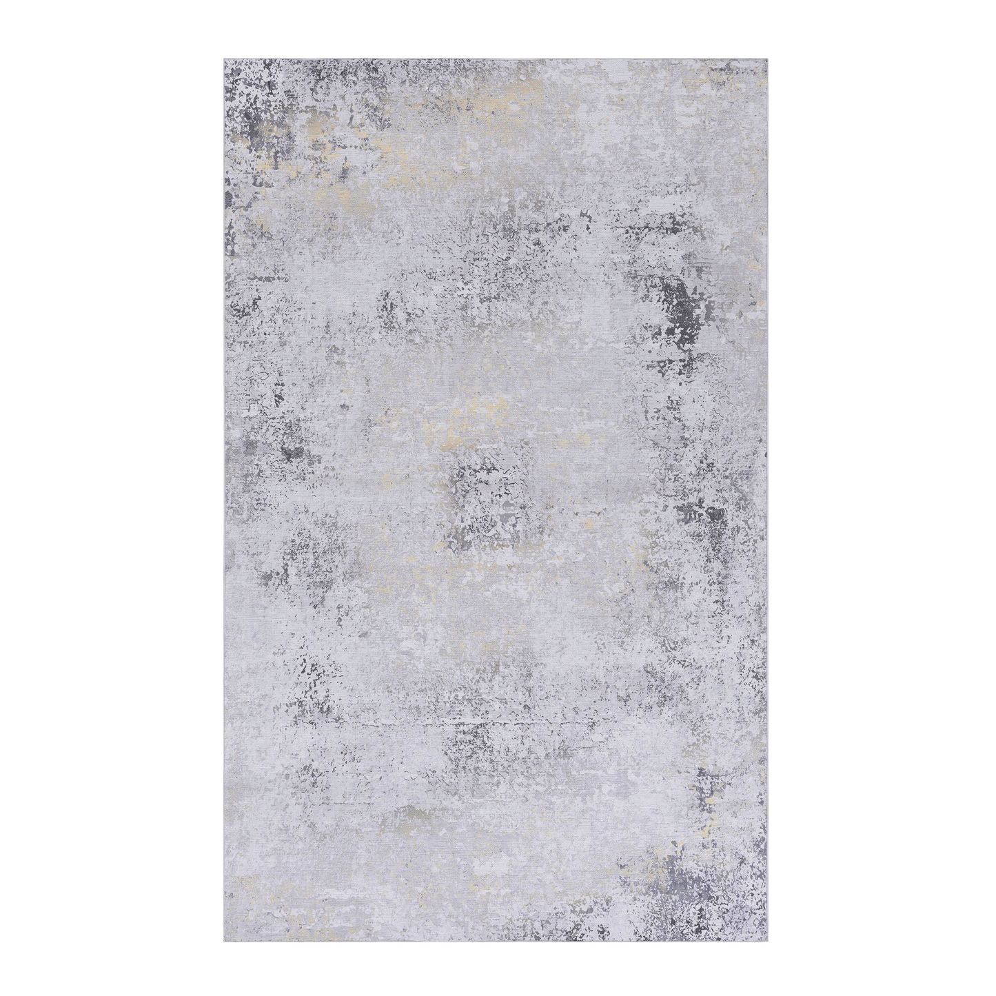 Abstract grey and yellow distressed area rug