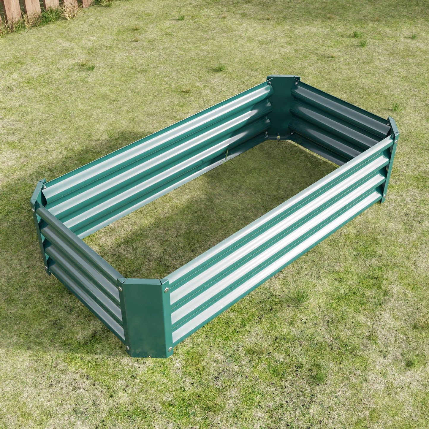Green corrugated metal raised garden bed an easy setup for backyard vegetables