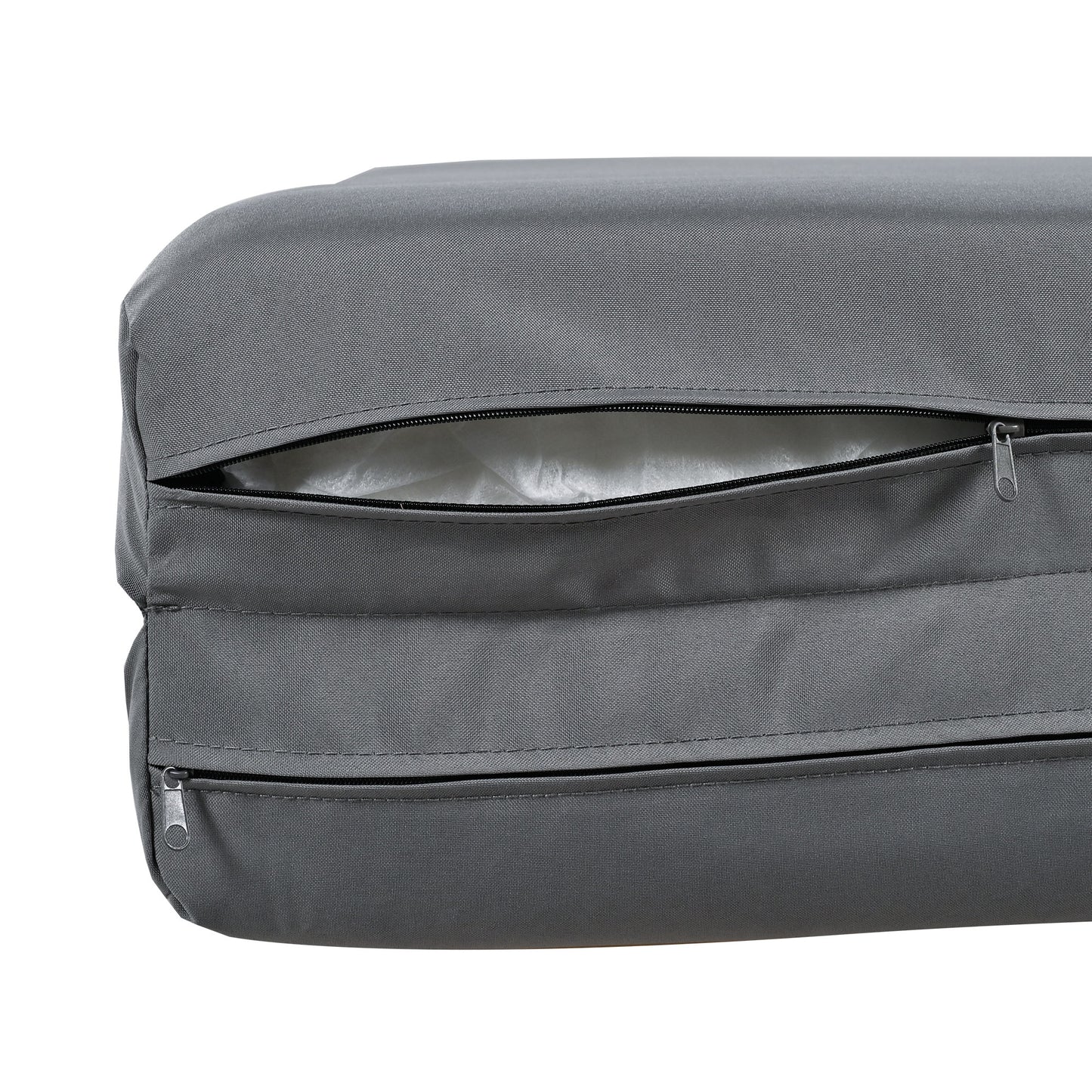 Grey zippered outdoor cushion cover with durable fabric waterproof