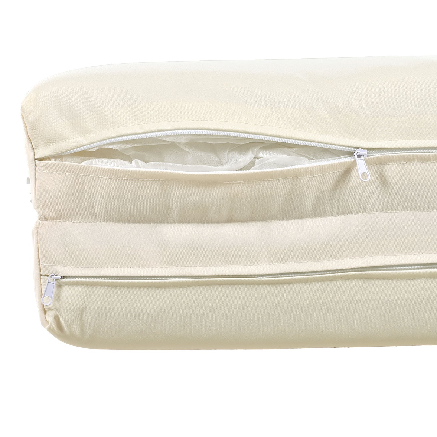 Cream outdoor cushion with zipper detail