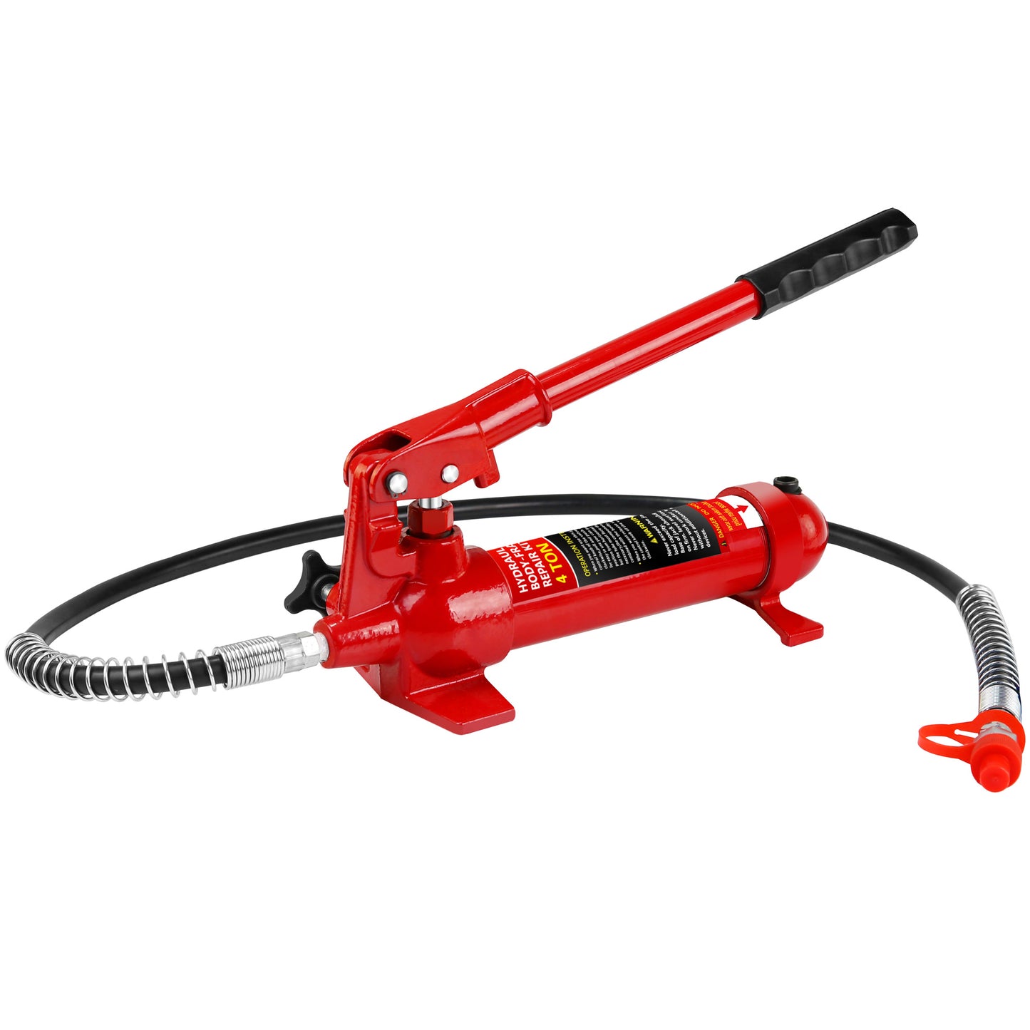 Red ton hydraulic body repair tool with handle and hose for auto maintenance