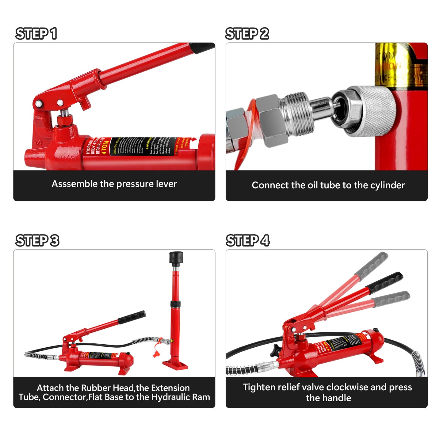 Red hydraulic jack repair kit pressure lever assembly ton capacity