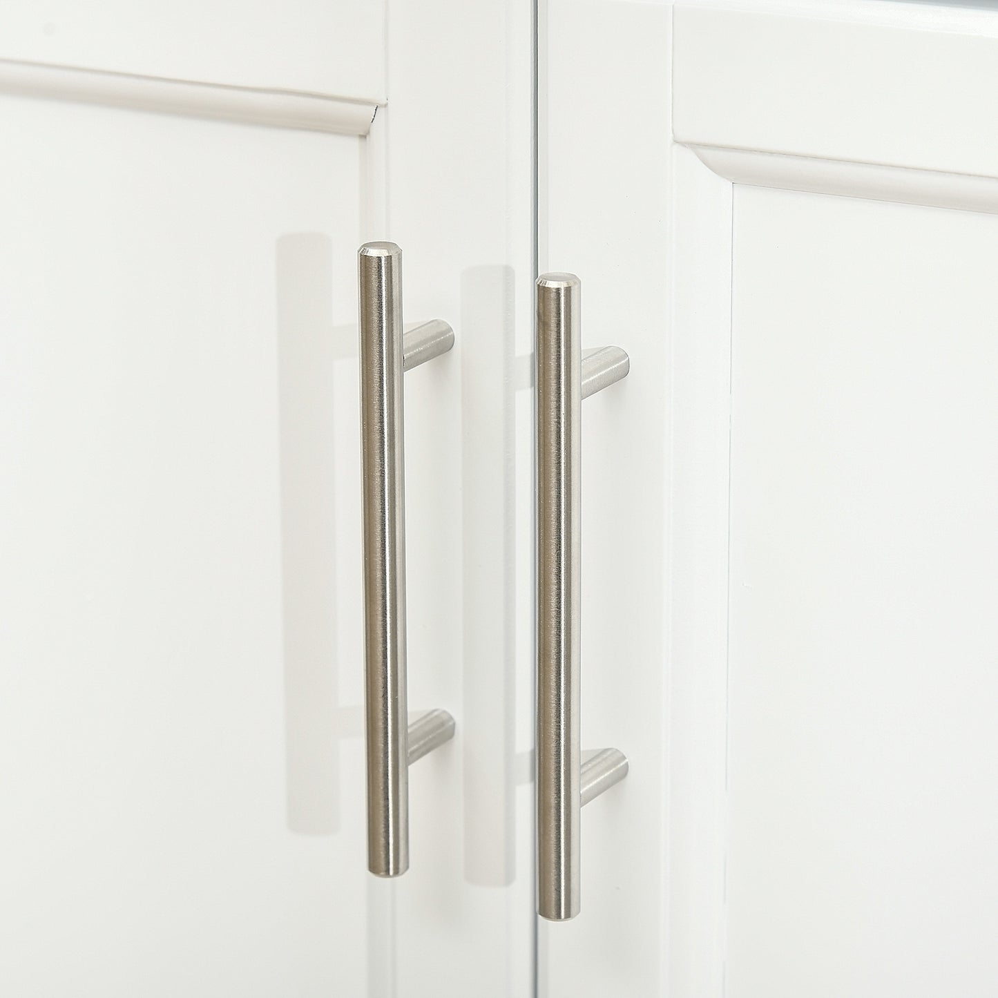 Brushed nickel cabinet pulls with minimalist design