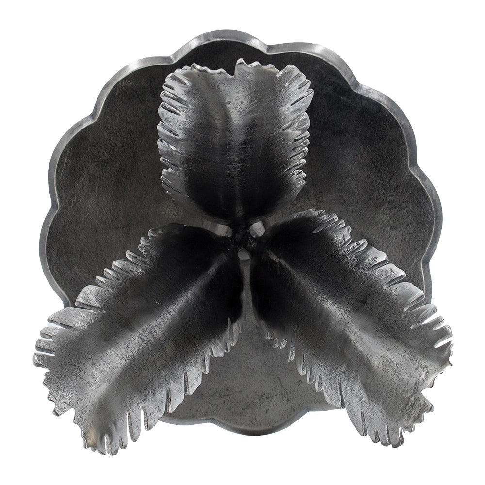 Antique silver lotus bowl with three petal compartments for serving