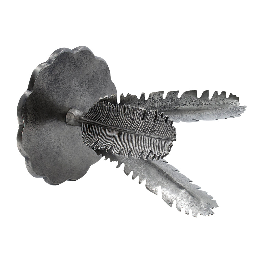 Antique silver feather drawer pull detailed leaf design for vintage furniture restoration