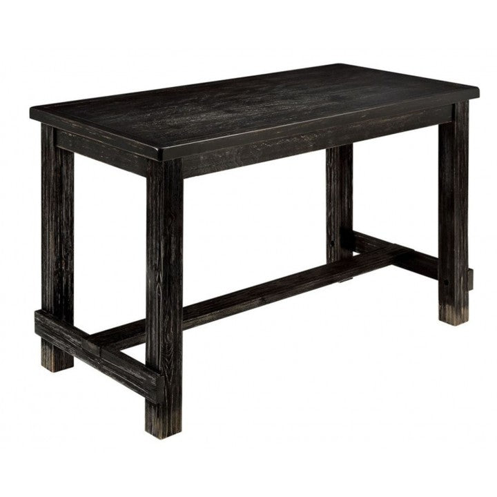 Rustic black wood console table with distressed finish suitable for entryway decor