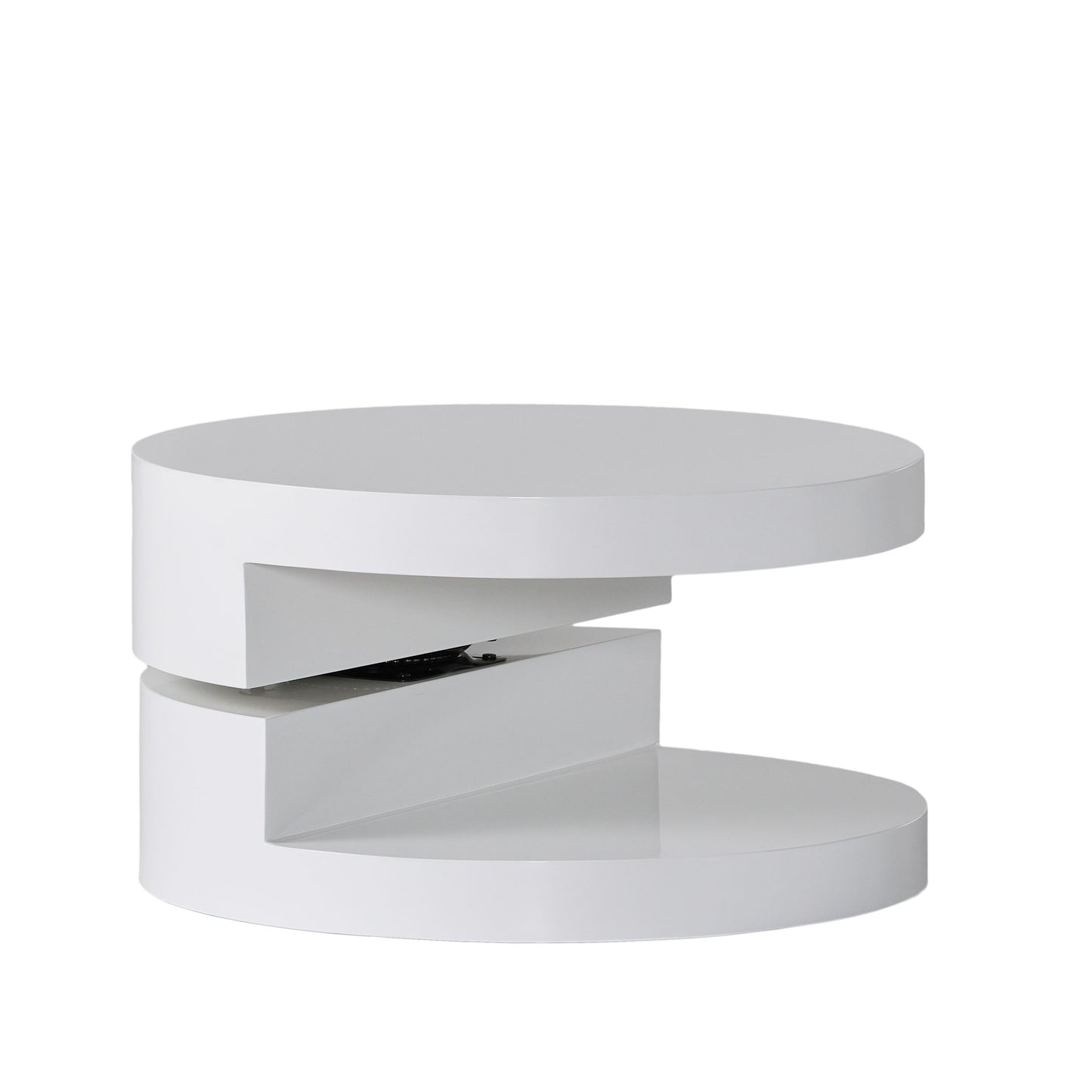 Modern white round side table with layered design